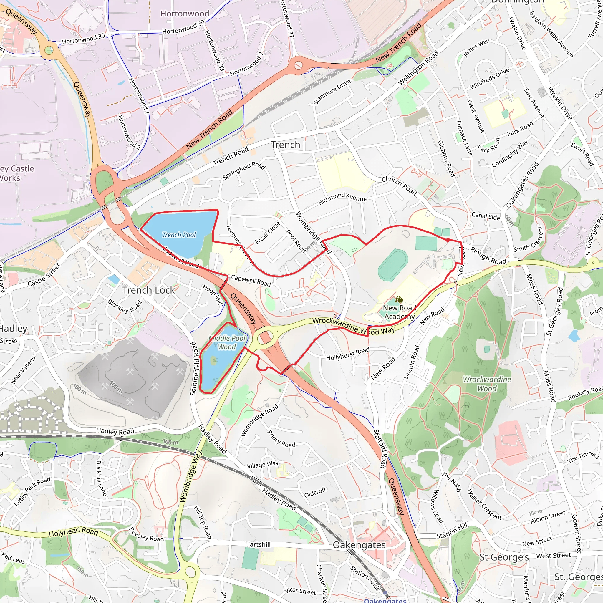 Middle Pool and Trench Pool Loop mobile static map