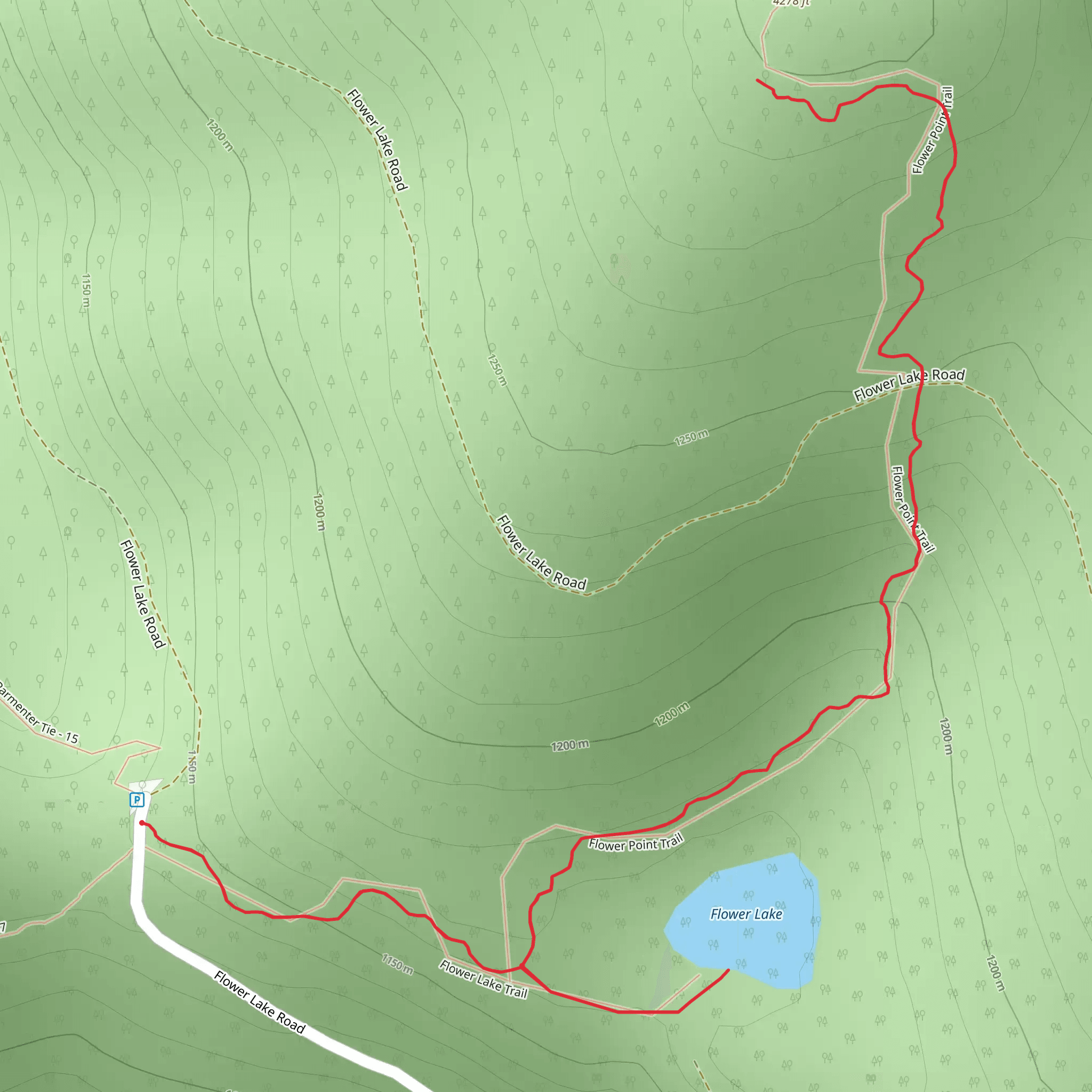 Flower Lake Lookout Trail mobile static map