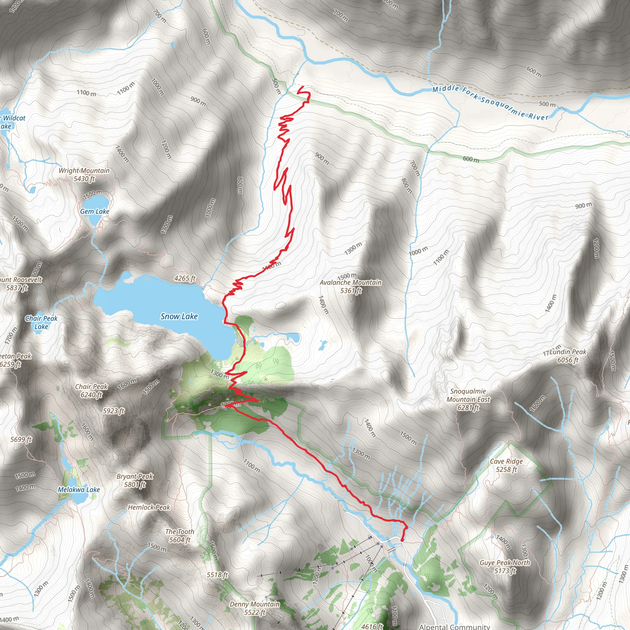 Snow Lake Trail and Rock Creek Trail mobile static map