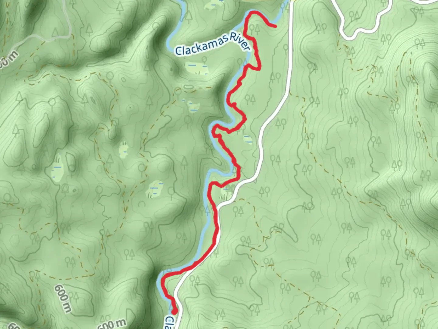 An image depicting the trail Clackamas River - Riverside Trail and its surrounding area.
