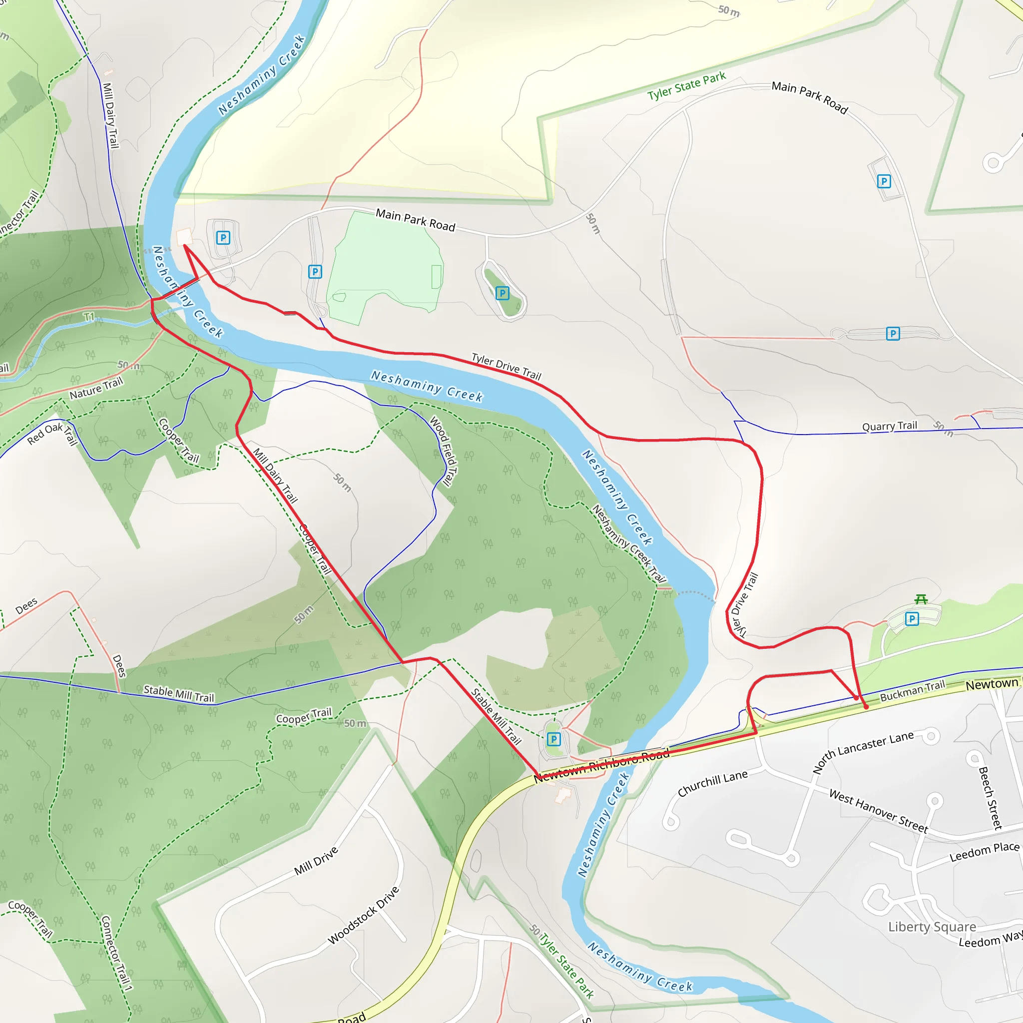 Tyler Drive Trail Loop mobile static map