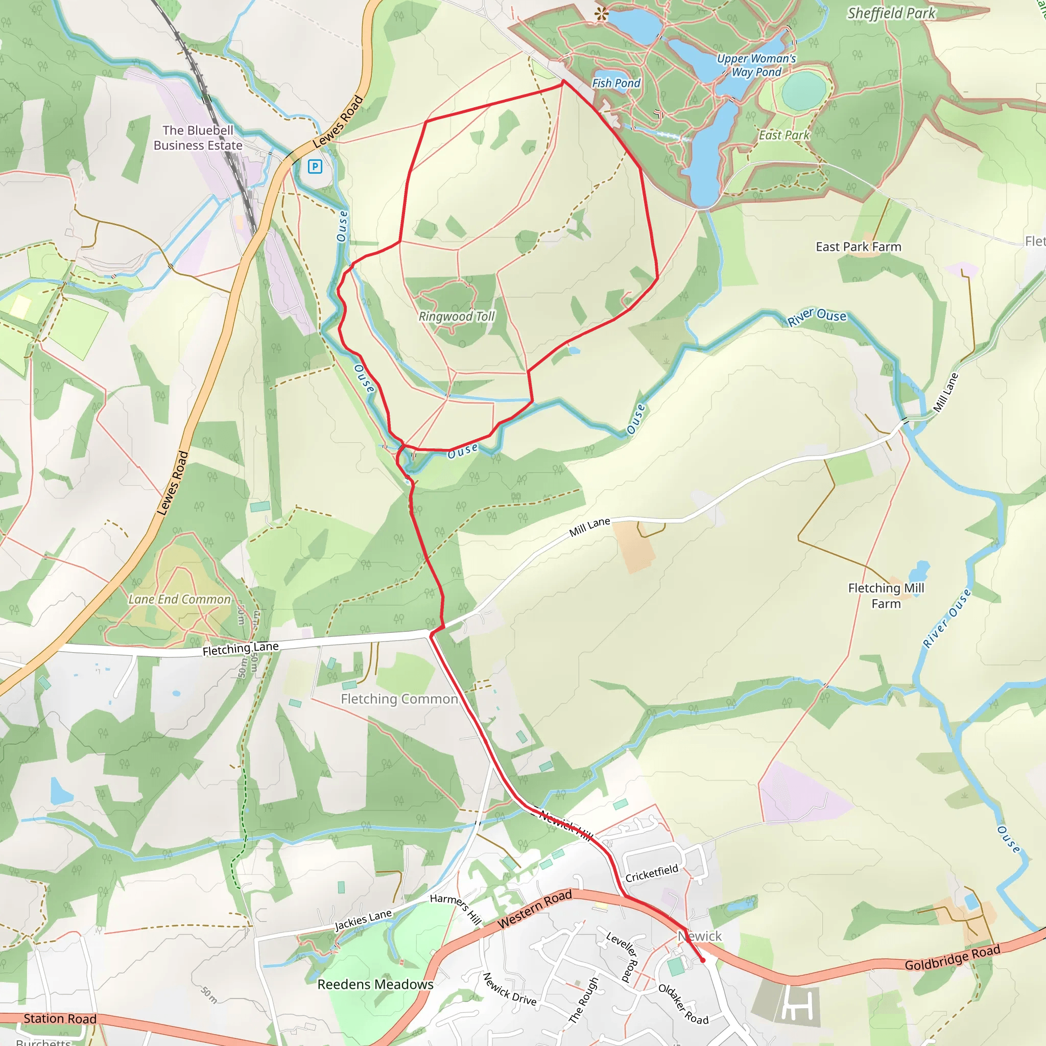 Rotherfield Wood and Sheffield Park Loop mobile static map