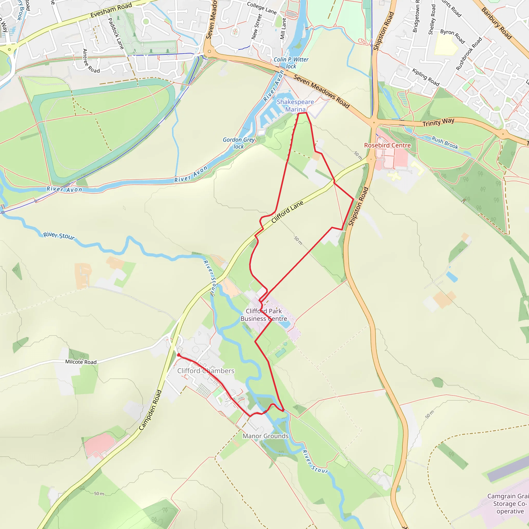 Shakespeare Marina via Shakespeare's Way mobile static map