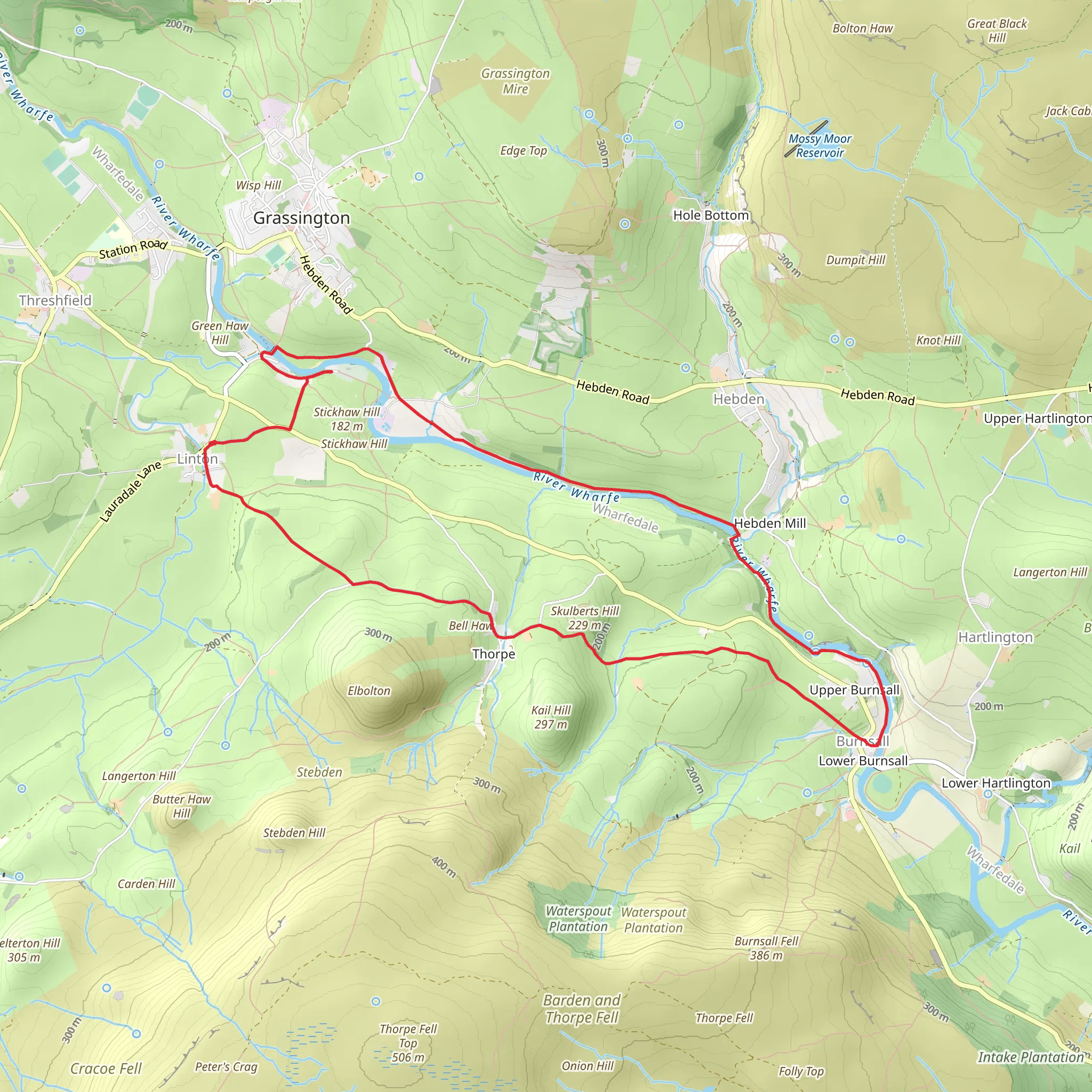 Thorpe and Burnsall from Linton mobile static map