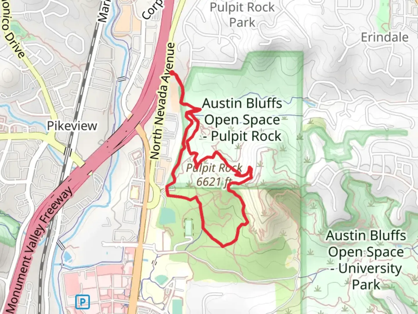 An image depicting the trail Pulpit Rock Loop and its surrounding area.
