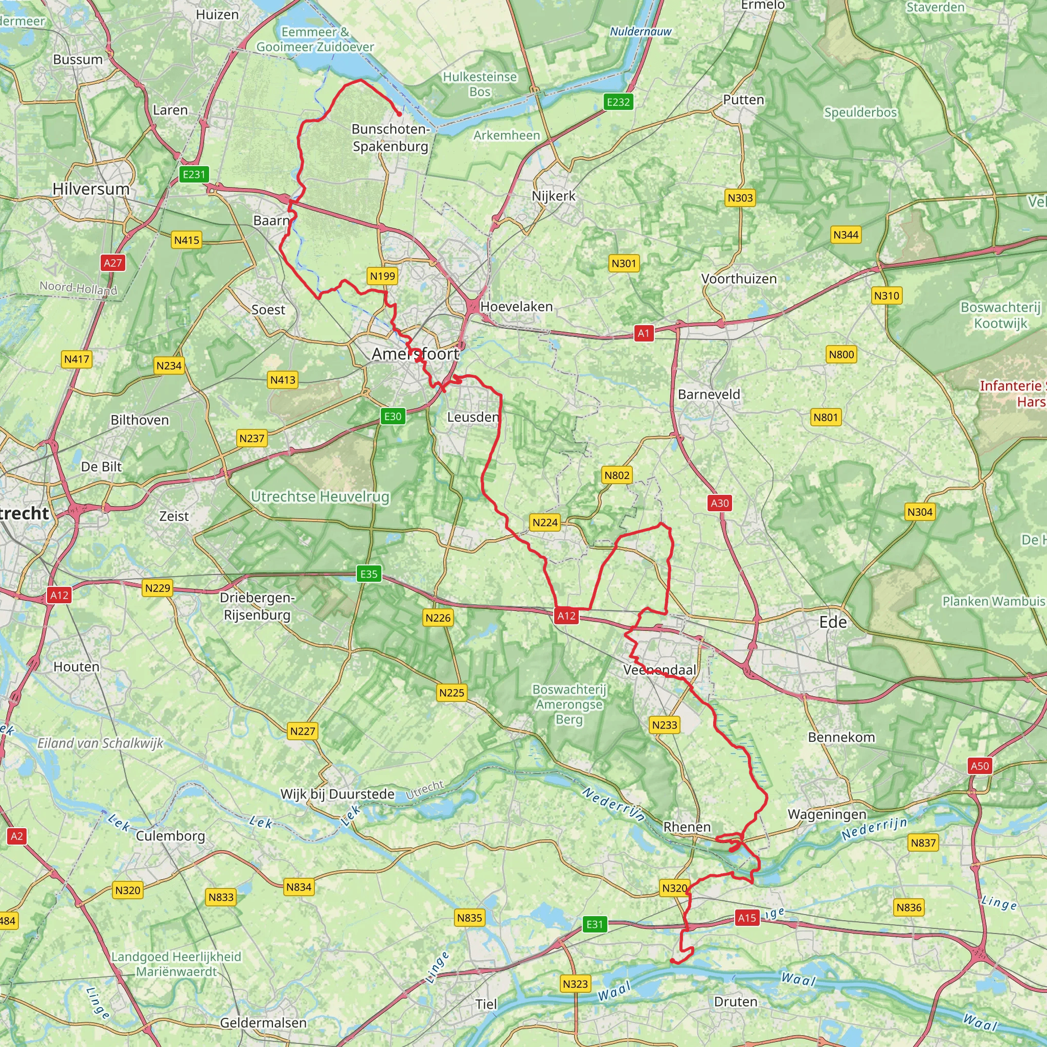Ochten to Oude Haven via Hoofdstraat, Bisschop Dvidsgrift and Groeperkade mobile static map