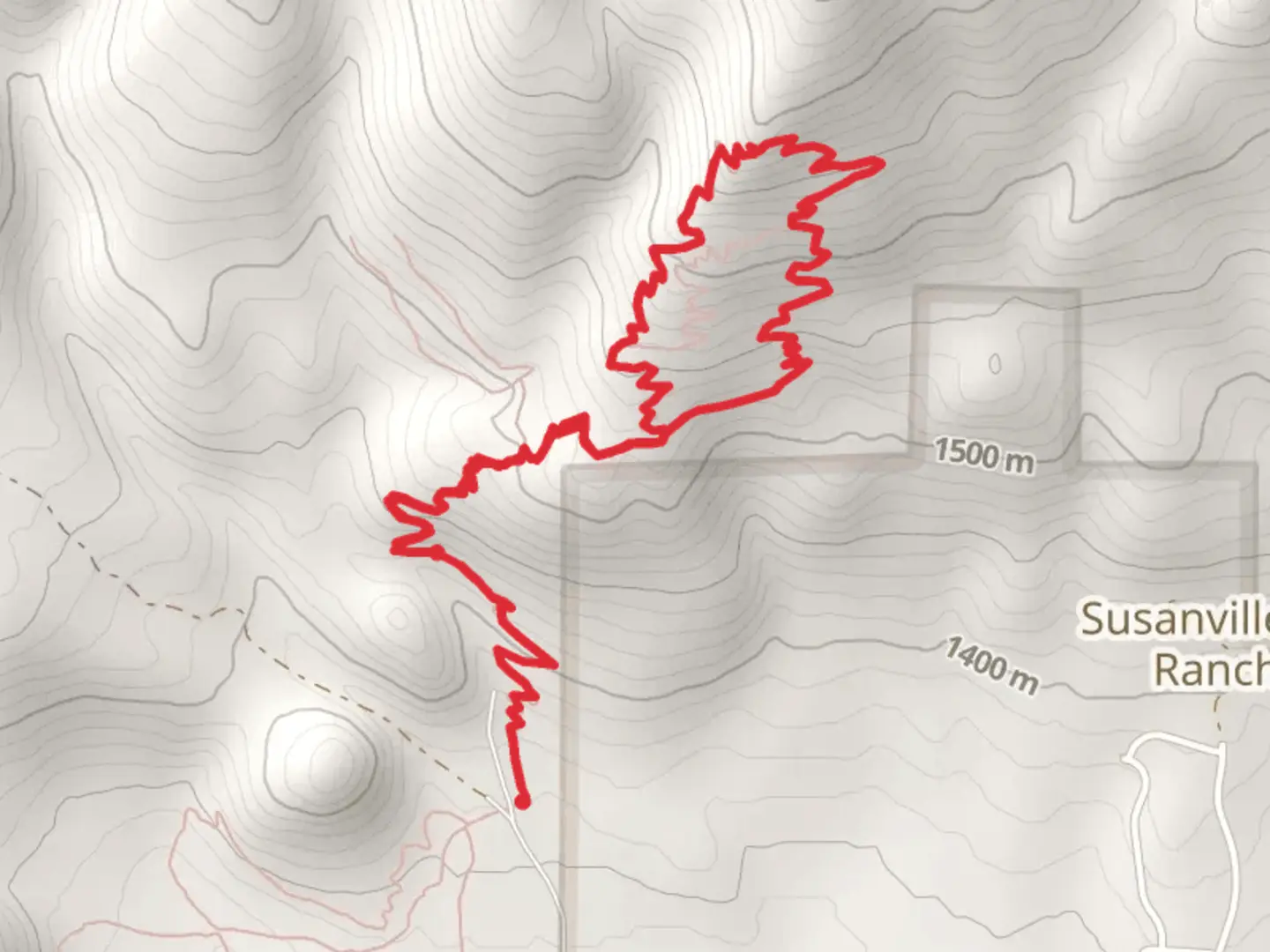 An image depicting the trail Heart Attack Hill and Rocky Top Loop and its surrounding area.