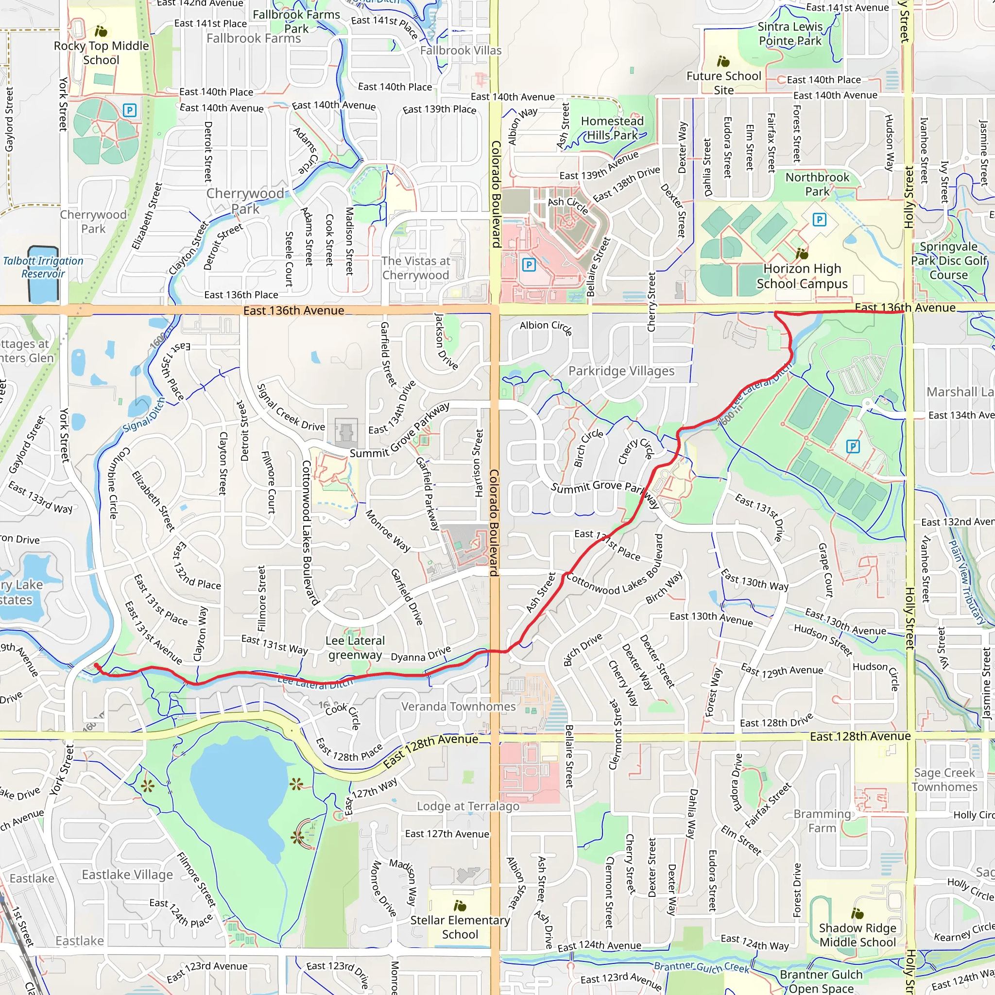 Lee Lateral Ditch Trail mobile static map