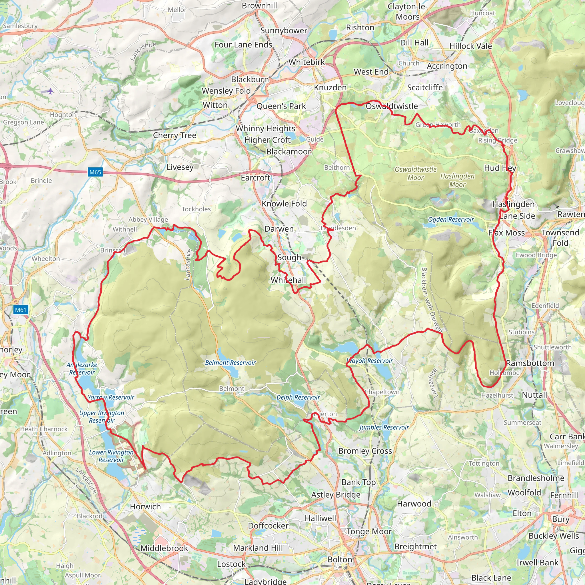 West Pennine Moors Bridleway Loop mobile static map