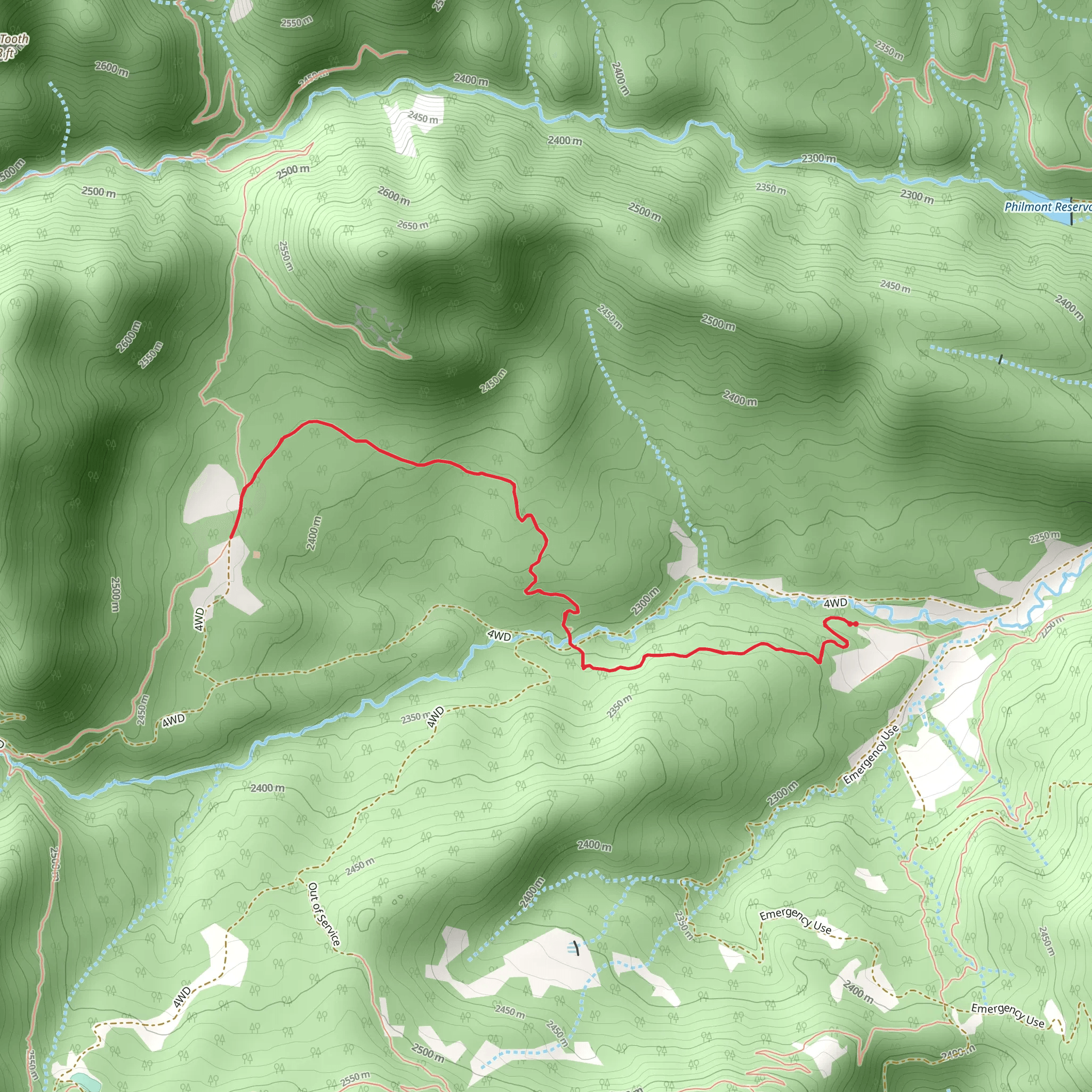 Lovers Leap to Miners Trail mobile static map