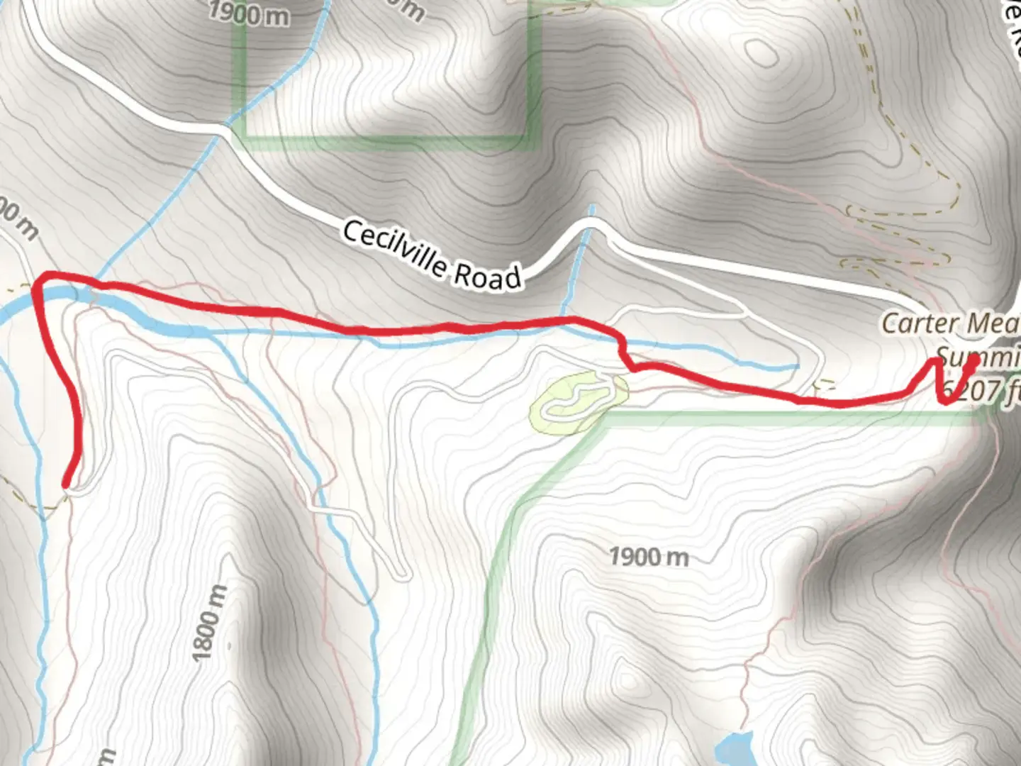 An image depicting the trail Carter Meadows Interior Trail and its surrounding area.