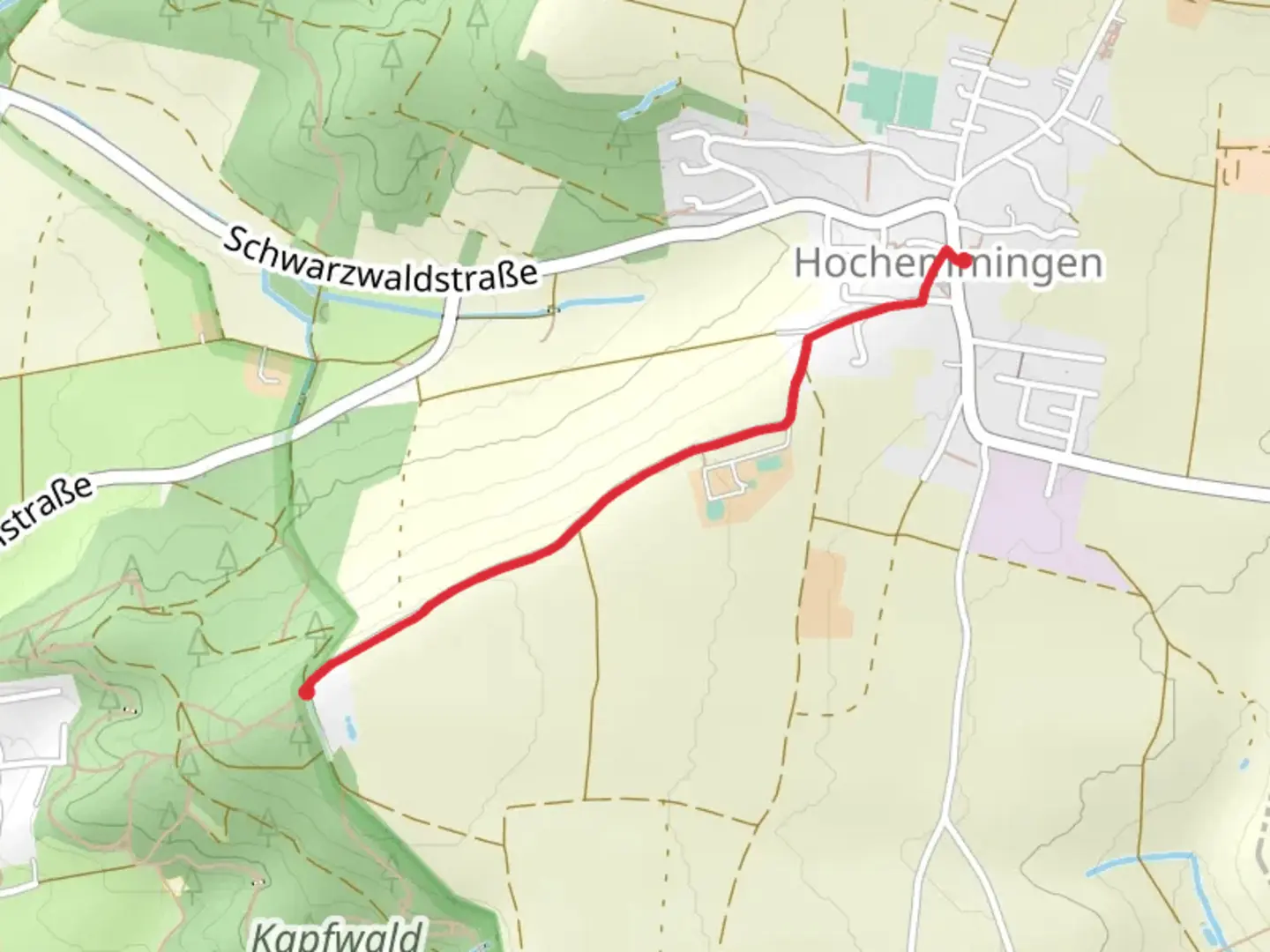 An image depicting the trail Waldcafeweg and its surrounding area.