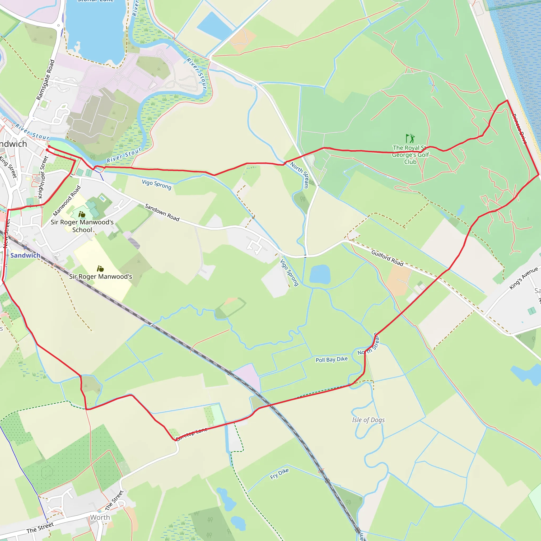 Saxon Way and Sandwich Bay Bird Observatory Trust mobile static map
