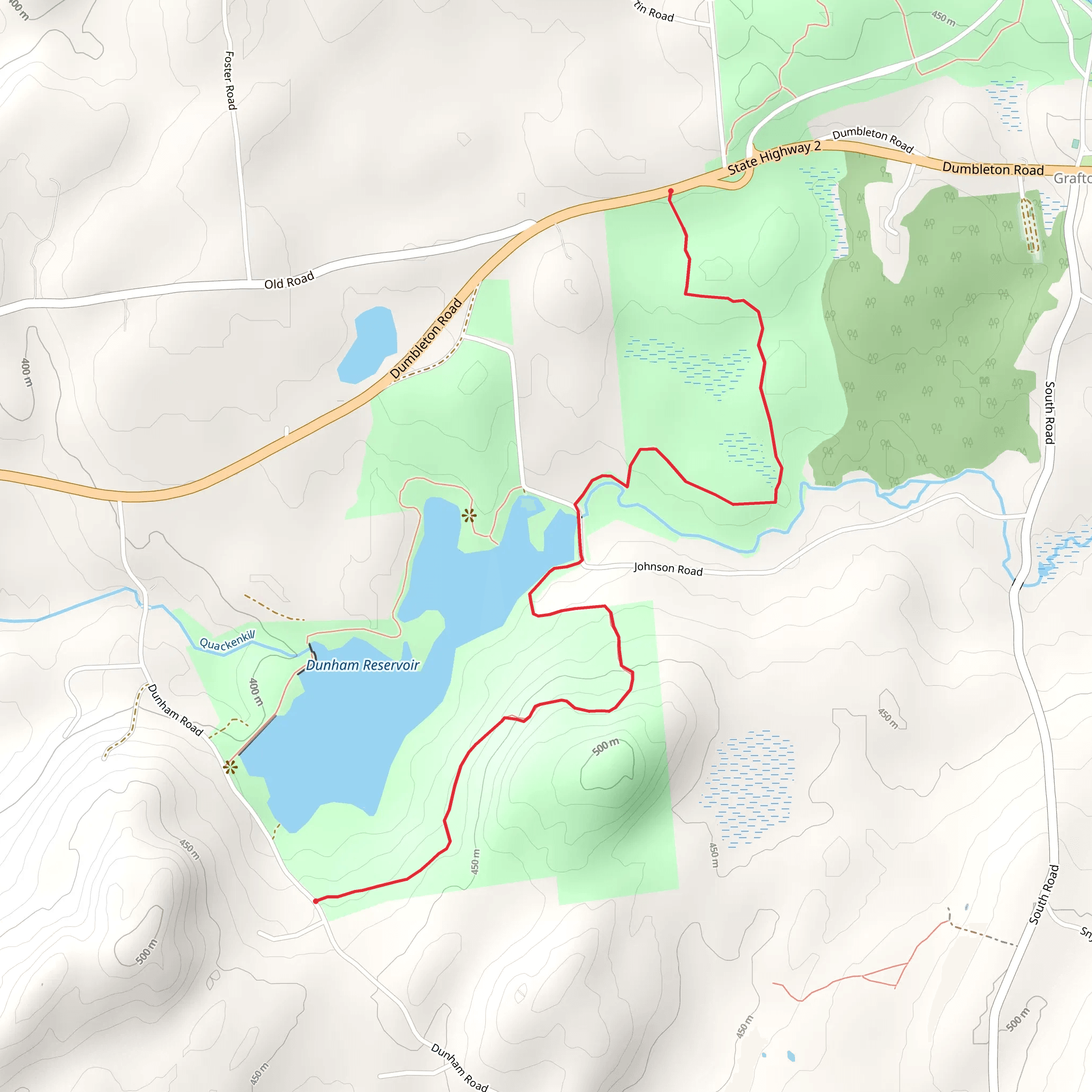 Dunham Reservoir via Gartlerts Trail mobile static map