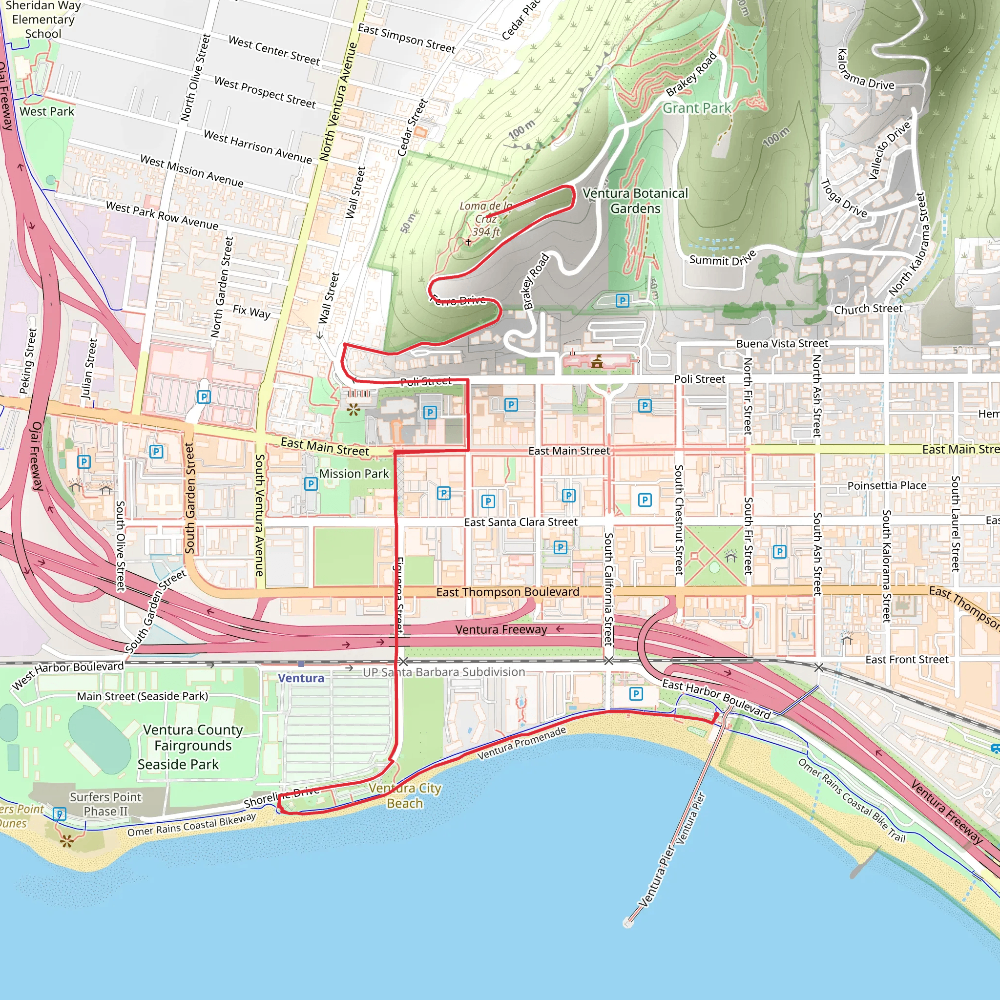 Promenade Park to Grant Park mobile static map