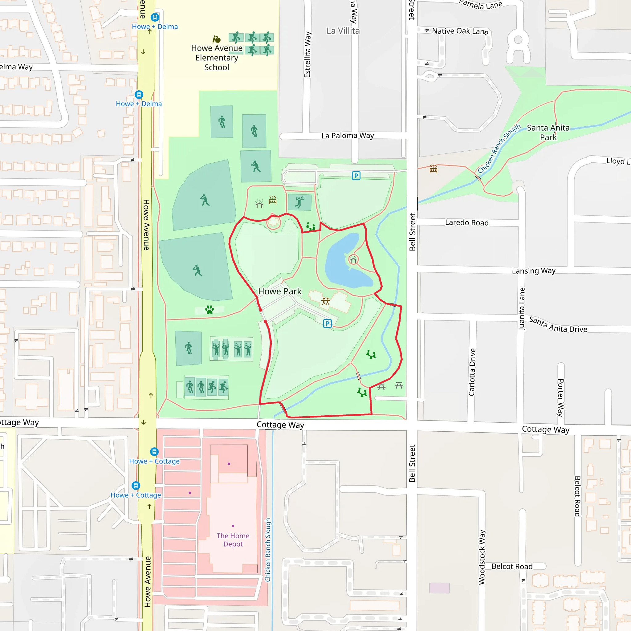 Howe Park Loop mobile static map