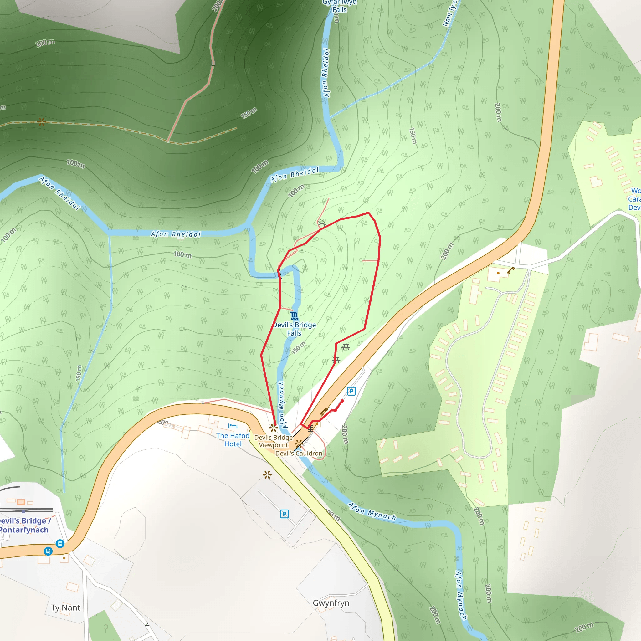 Devil's Bridge Falls Walk mobile static map