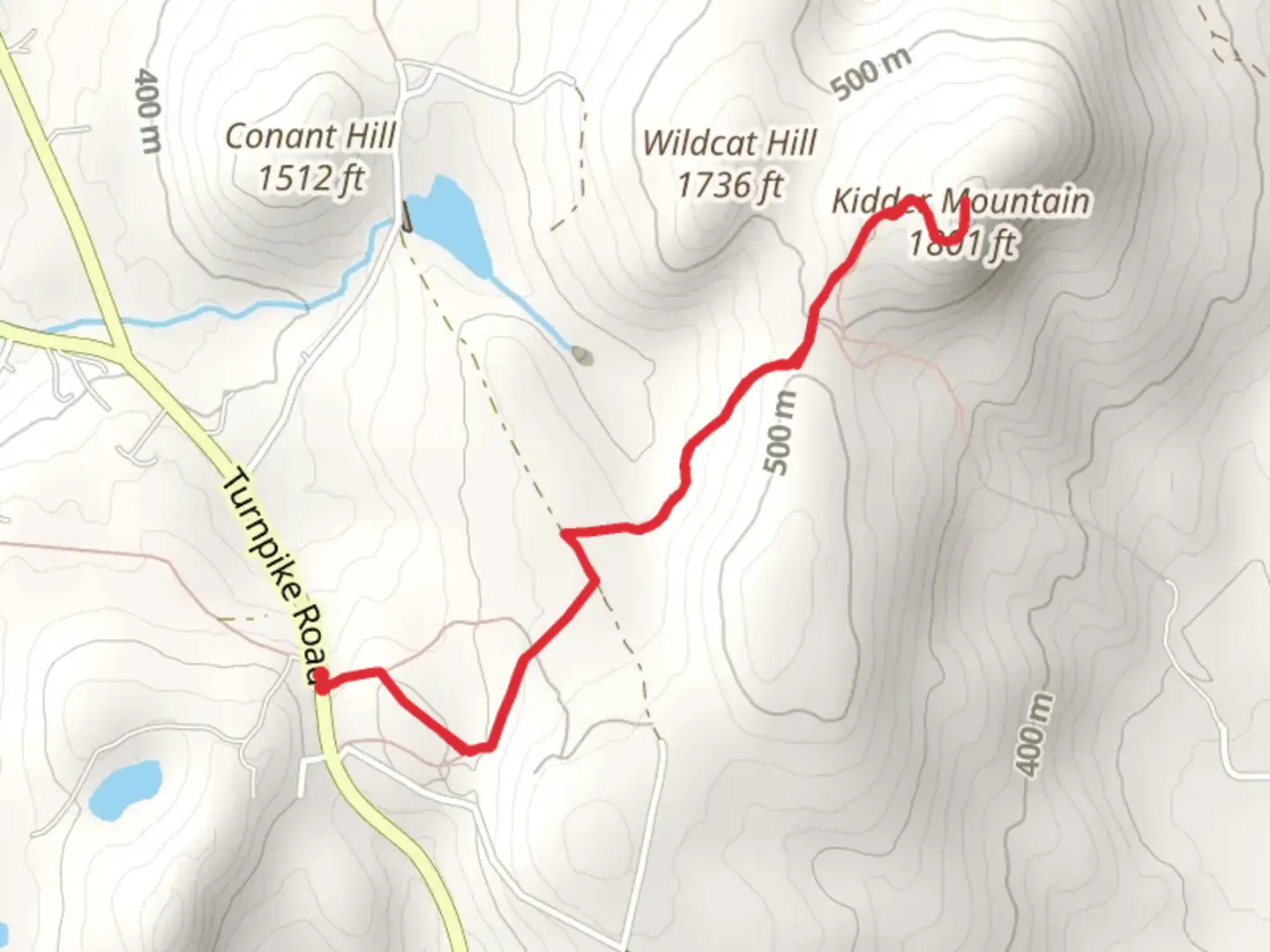 An image depicting the trail Kidder Mountain via Wapack Trail and its surrounding area.