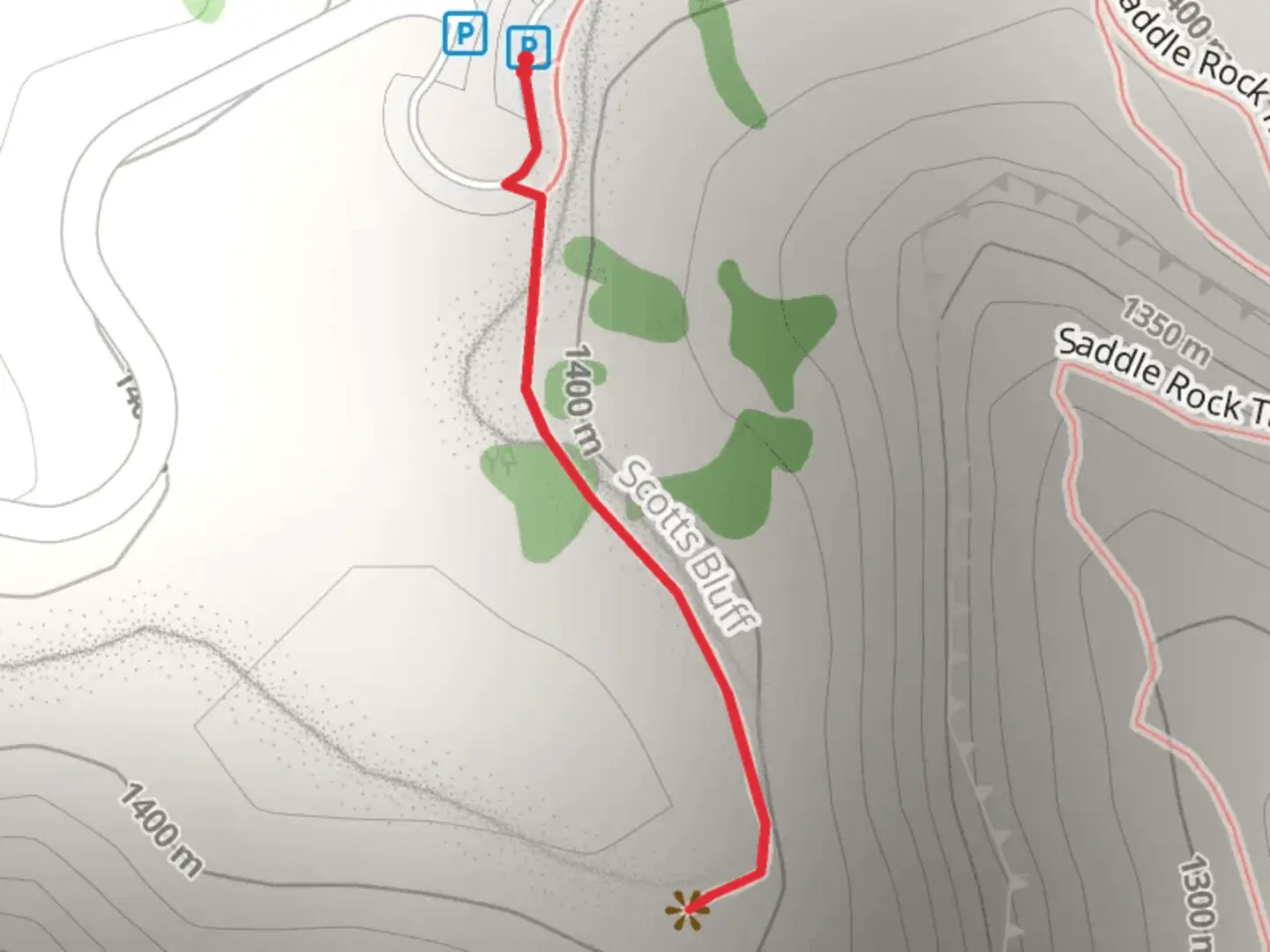 An image depicting the trail Saddle Rock Trail and its surrounding area.