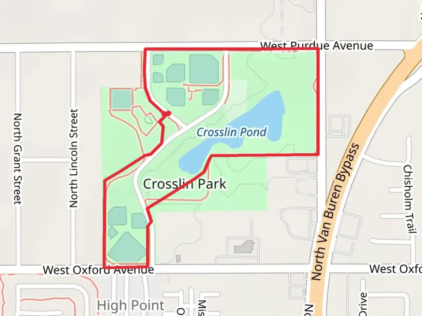 An image depicting the trail Crosslin Pond Loop and its surrounding area.