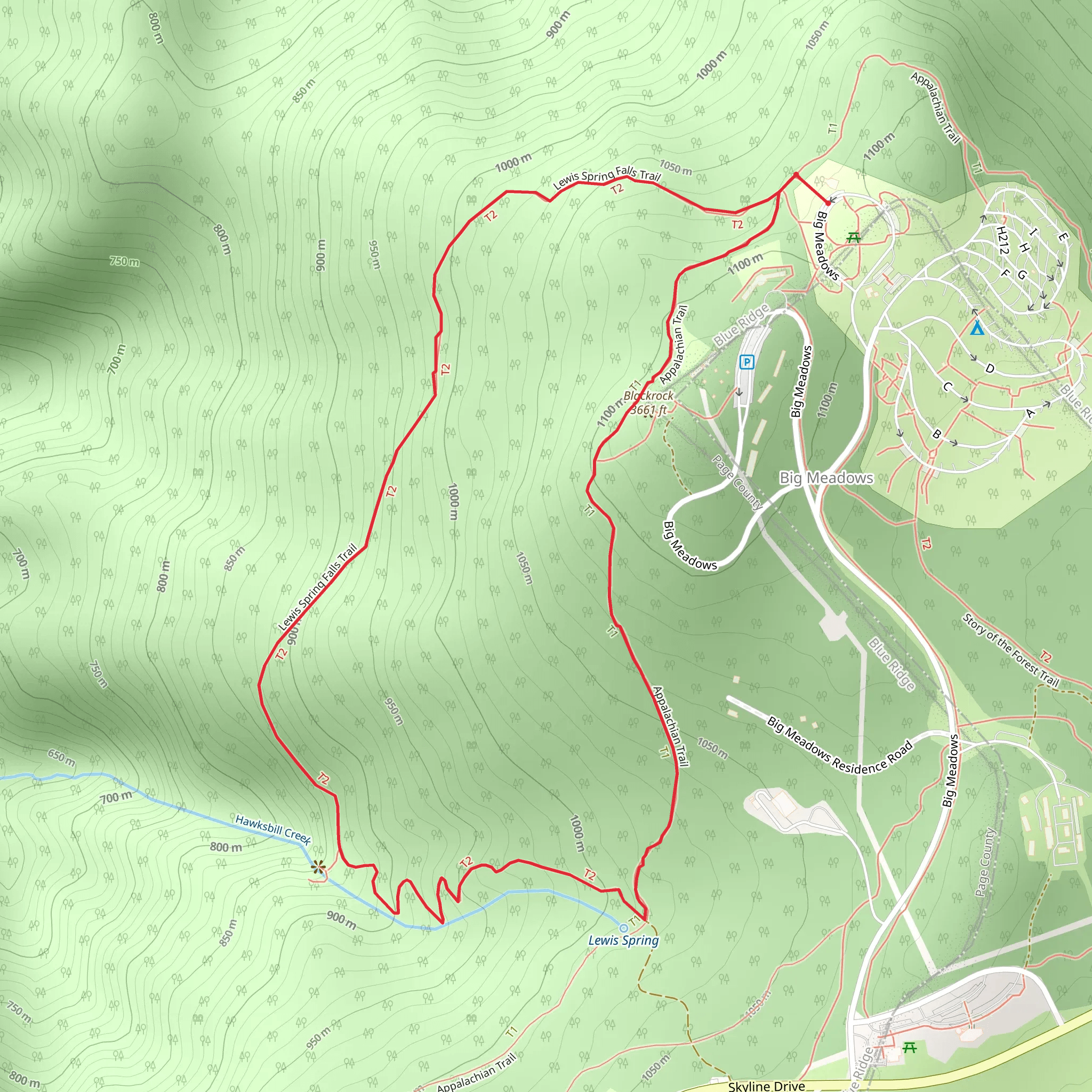 Lewis Falls Loop Trail mobile static map