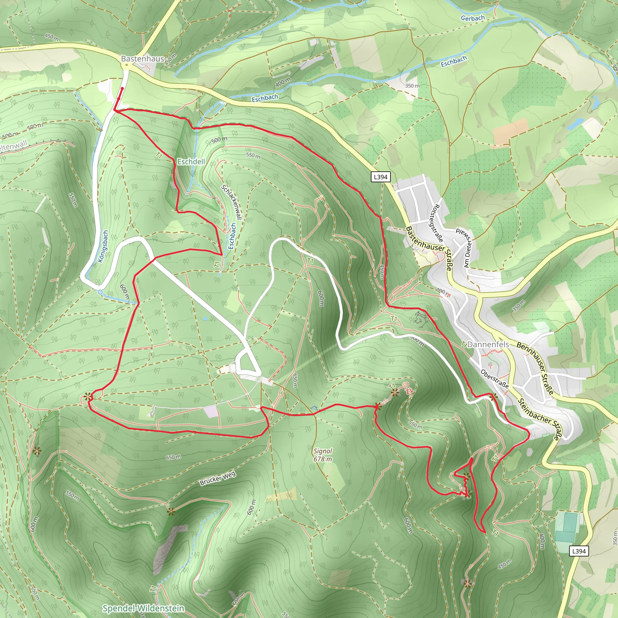 Donnersberg, Ludwigsturm, Hirtenfels and Adlerbogen Loop via Keltenwanderweg mobile static map