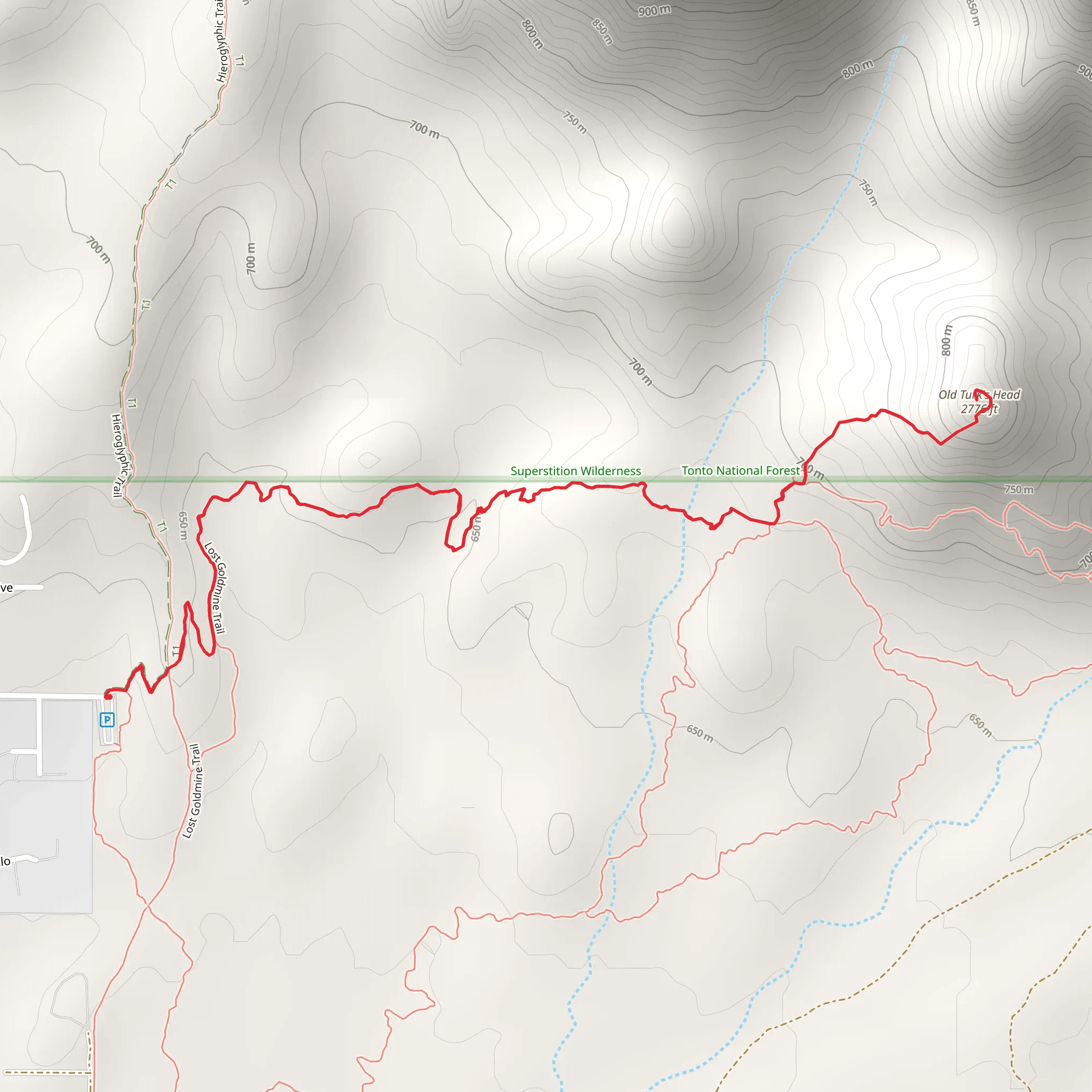 Old Turk's Head via Lost Goldmine Trail mobile static map