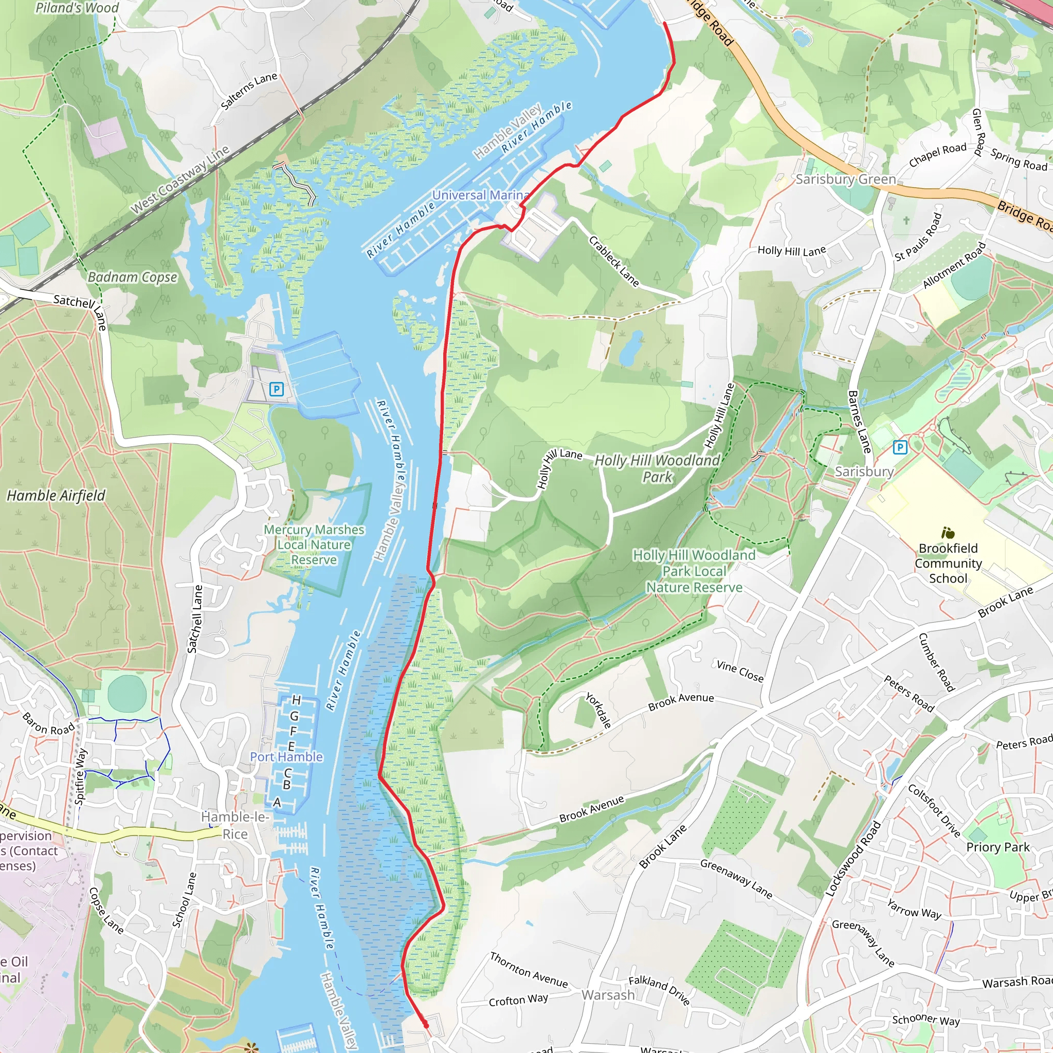 River Hamble Walk mobile static map