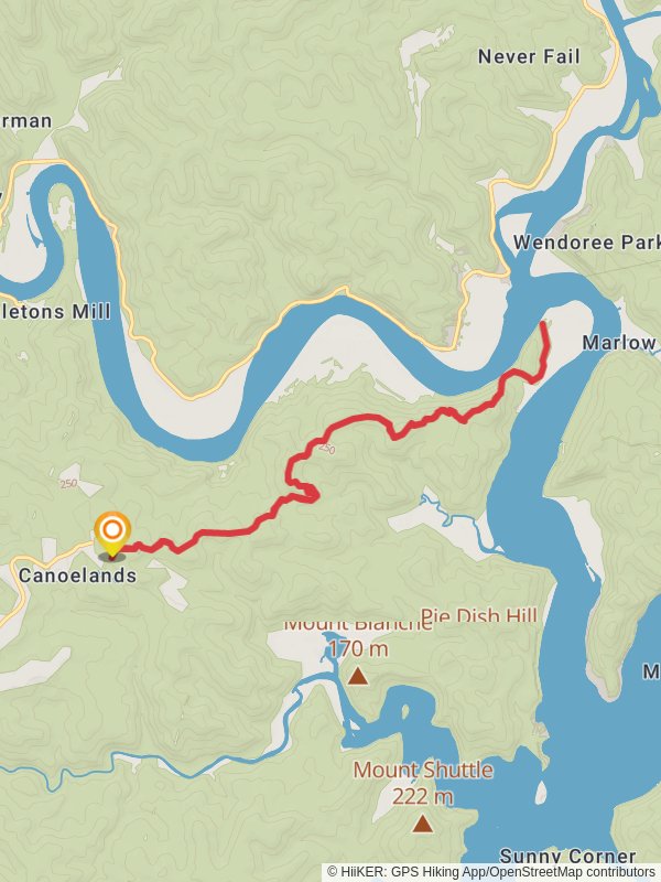 Canoelands Ridge Track mobile static map