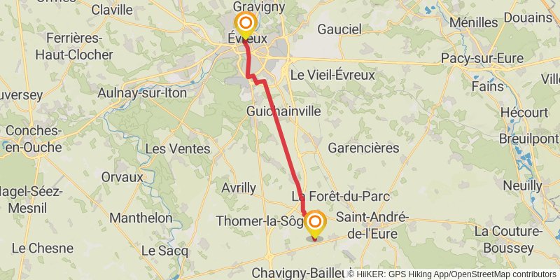 Compostelle Rouen to Chartres stage 4 Map