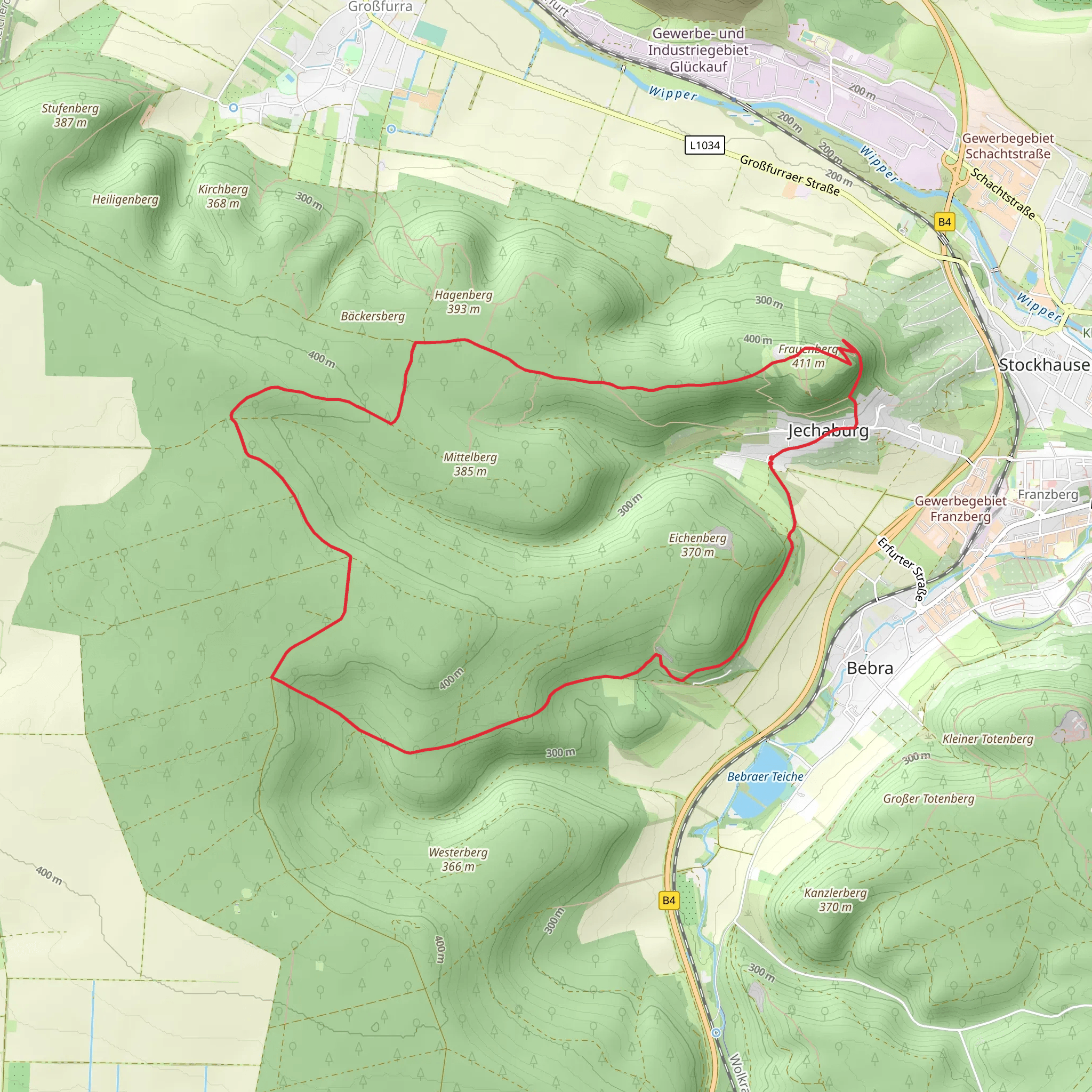 Hainleite Wanderweg and Frauenbergrundweg Loop mobile static map