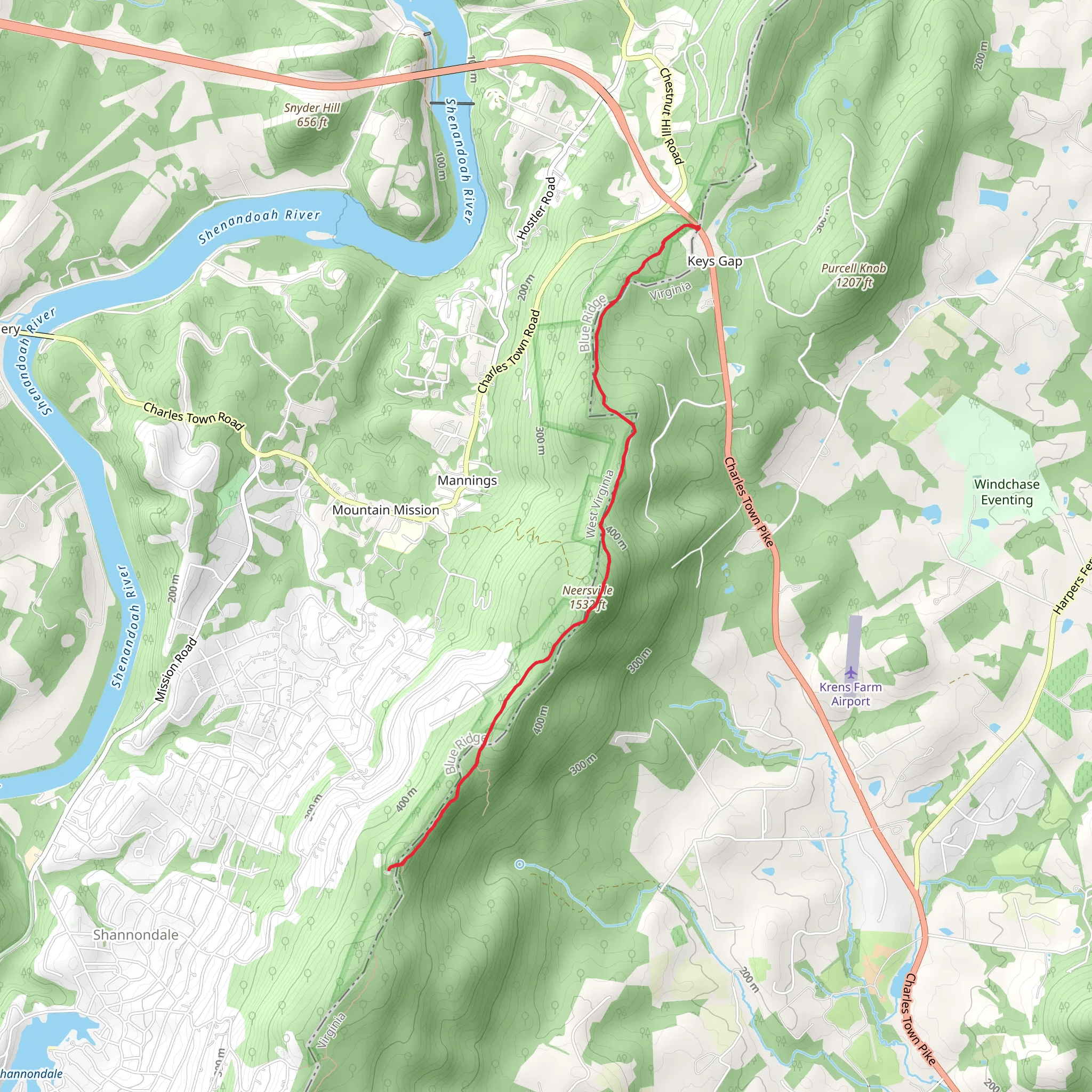 Neersville - Appalachian Trail mobile static map
