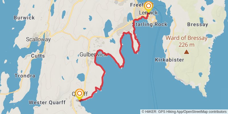 Coastal Walk of Shetland - Unst stage 9 Map