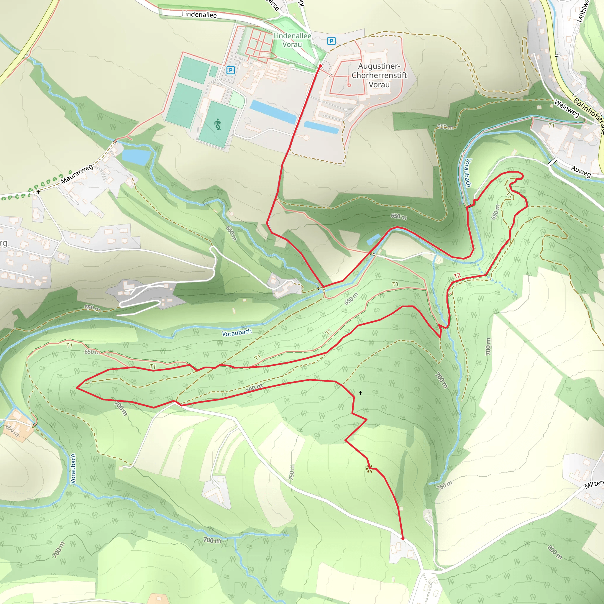 Vorau Collegiate Church down to Brühl mobile static map