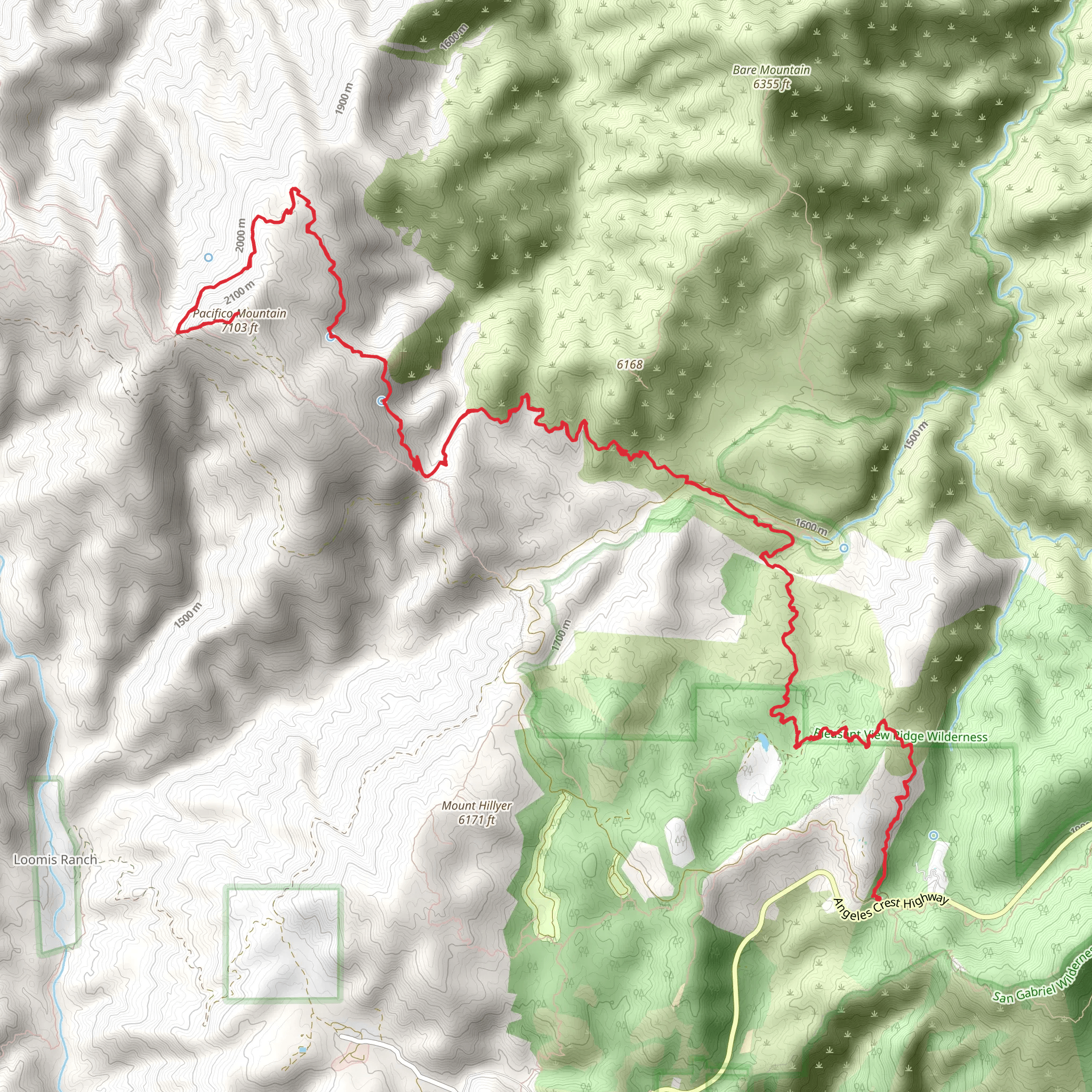 Pacifico Mountain from Three Points Trailhead mobile static map