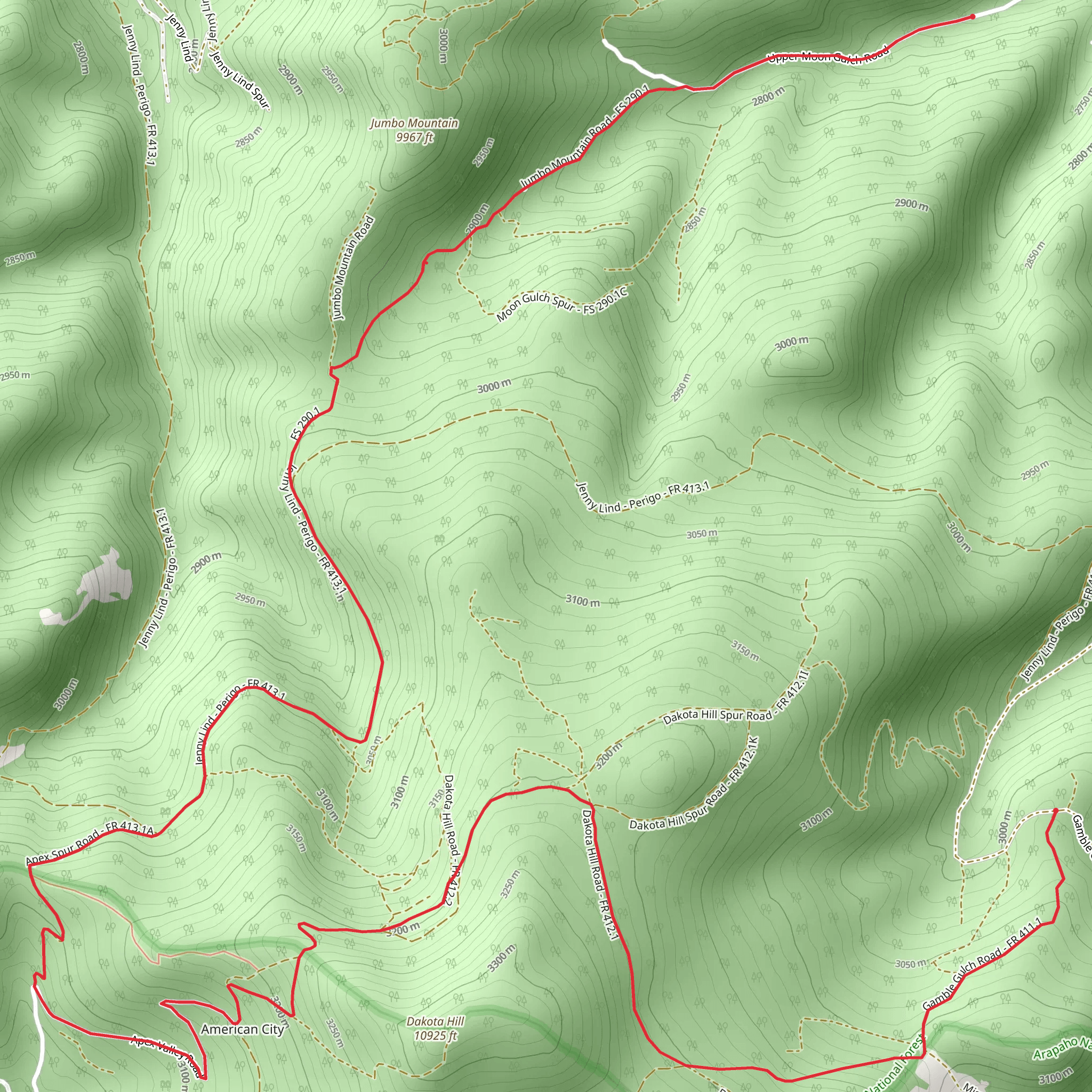 Jumbo Mountain Road mobile static map