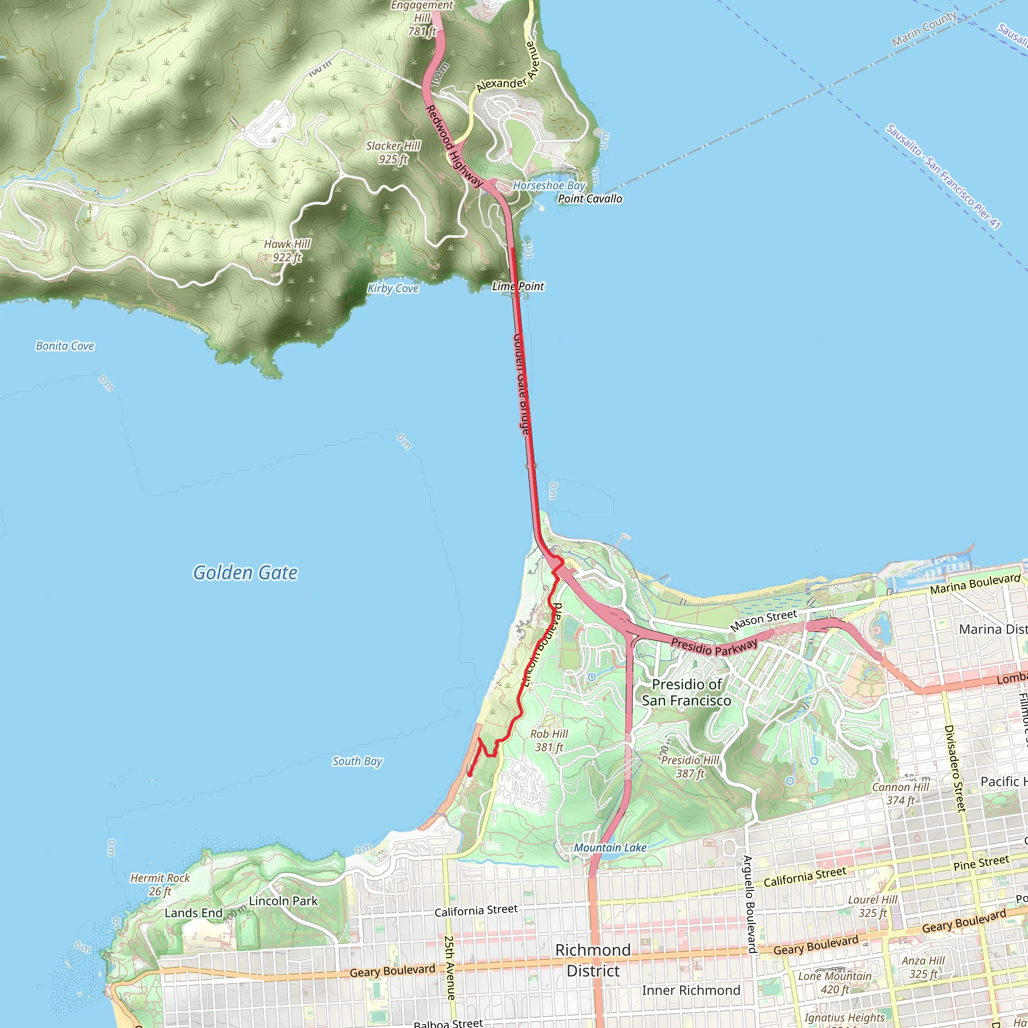 Coastal Trail and Bay Trail from Gibson Road mobile static map