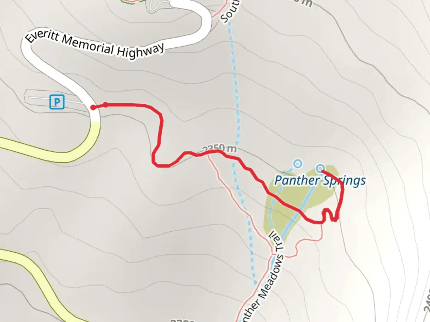 An image depicting the trail Panther Springs Trail and its surrounding area.