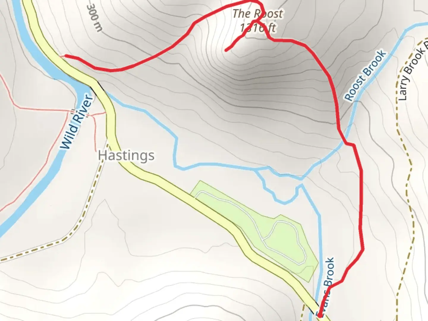 An image depicting the trail Roost Trail and its surrounding area.