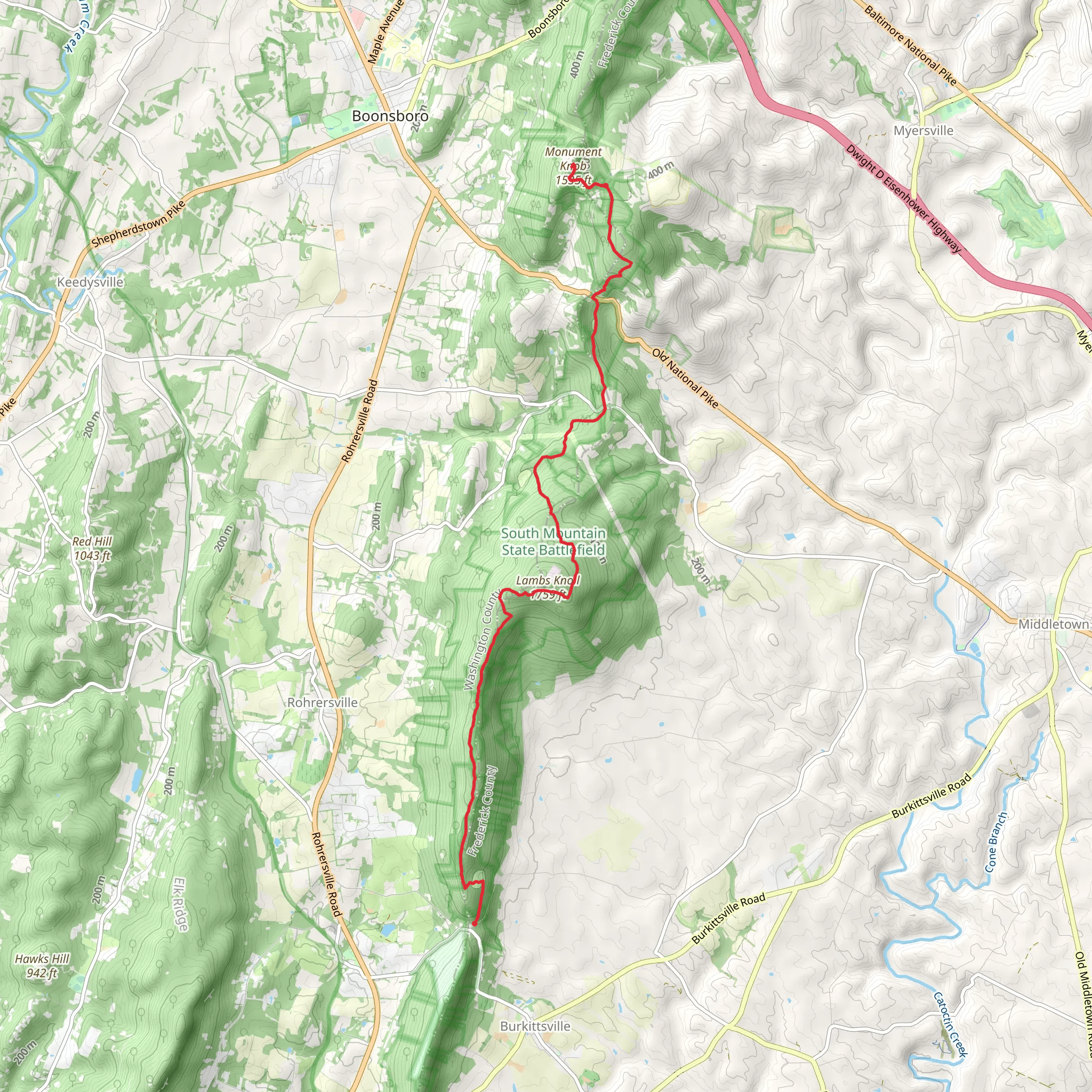 Lambs Knoll and Monument Knob via Appalachian Trail mobile static map