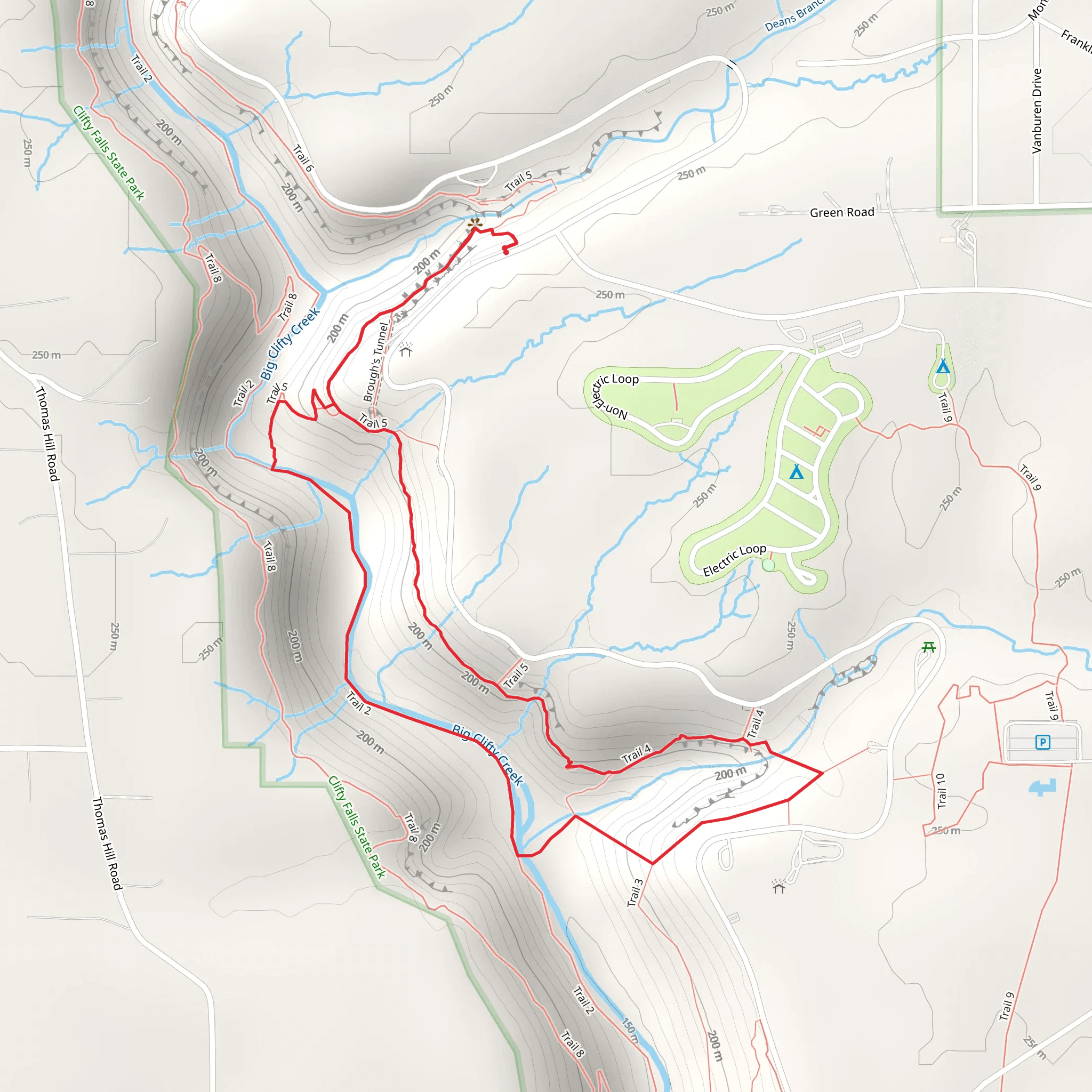 Trail 5 and Big Clifty Creek Loop mobile static map