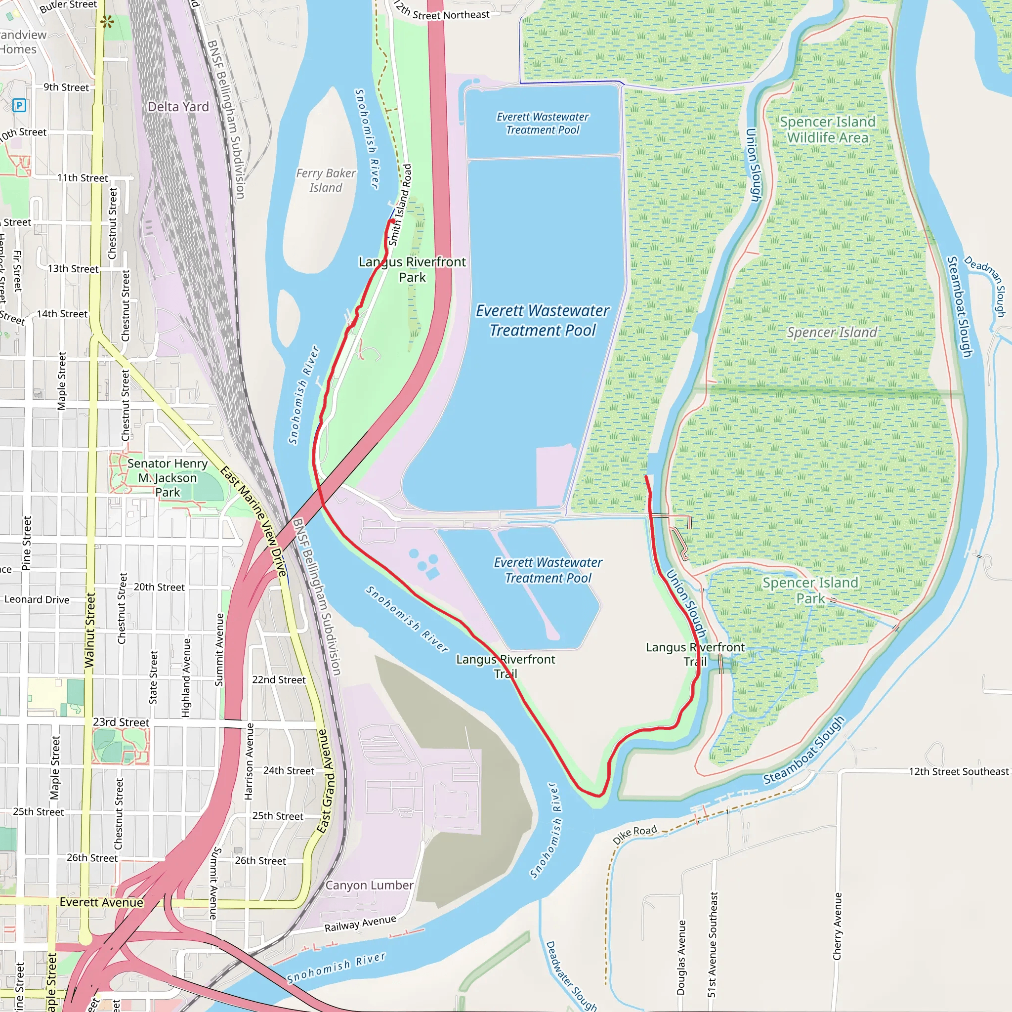 Langus Riverfront Trail mobile static map