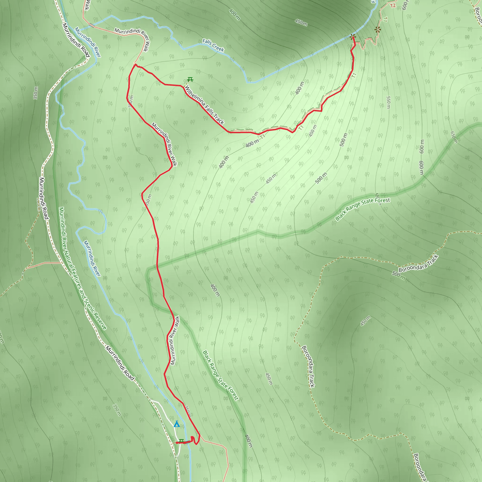 Wilhelmina Falls Trail mobile static map