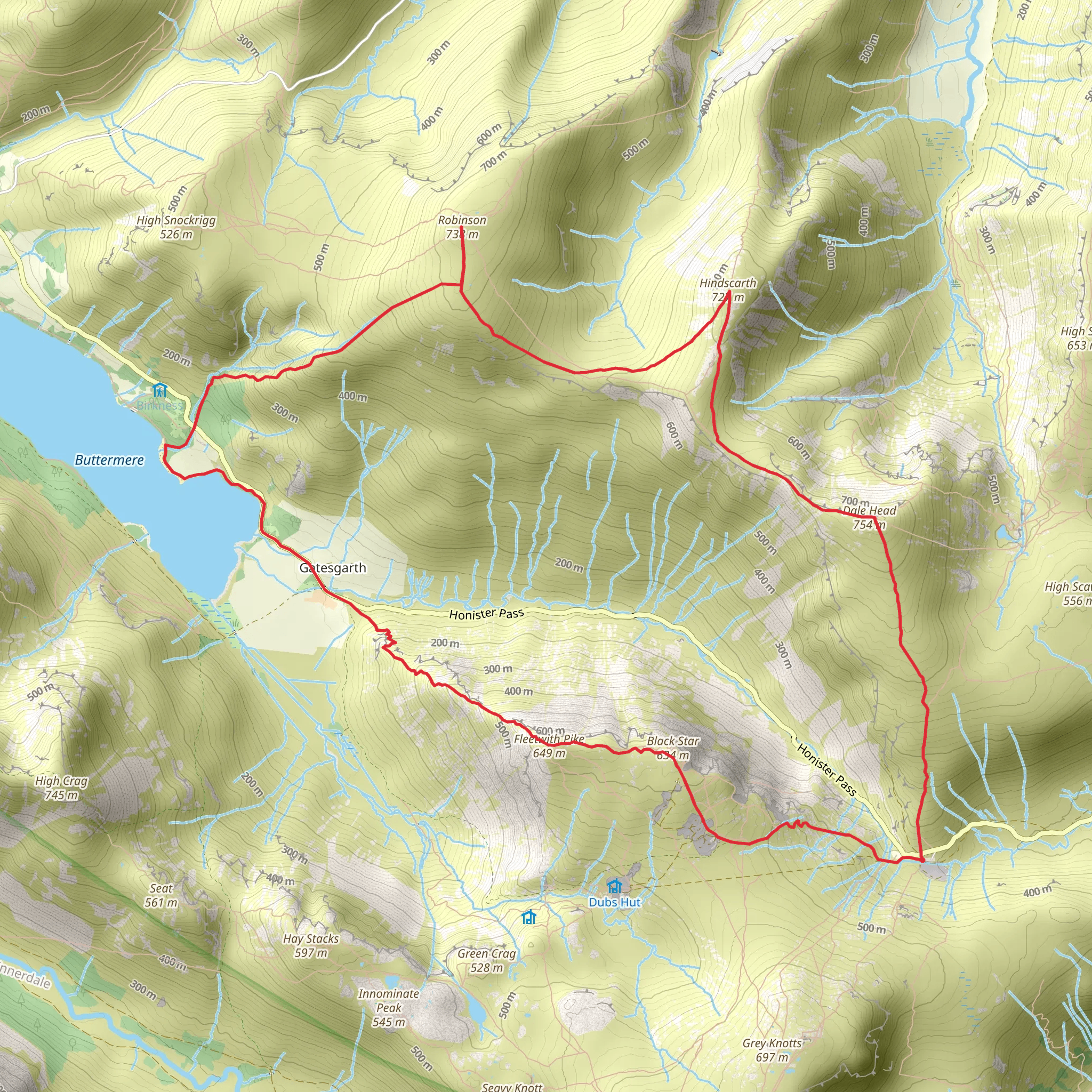 Fleetwith Pike, Buttermere, Robinson, Hindscarth and Dale Heath Loop mobile static map
