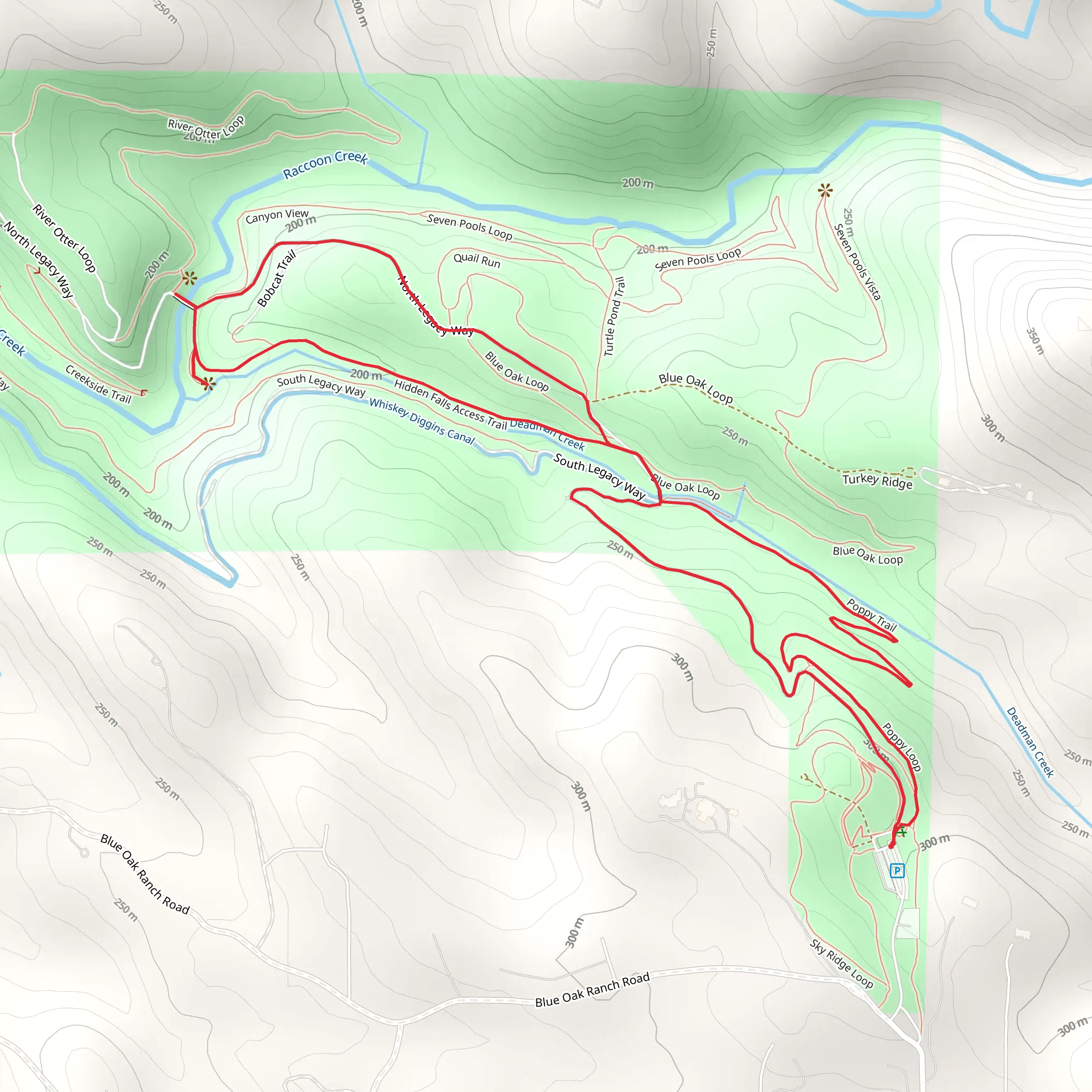 Hidden Falls Access Trail and Poppy Trail Loop mobile static map