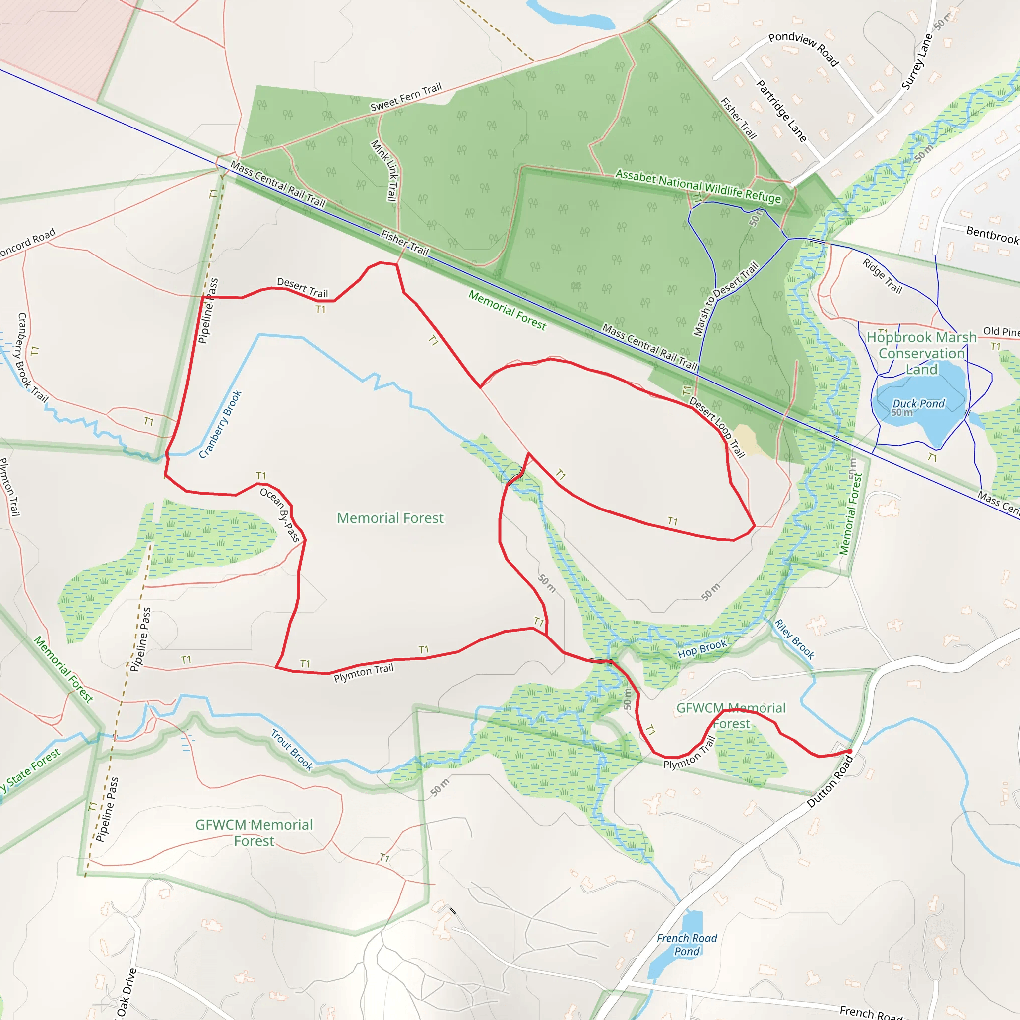 Hop Brook and Cranberry Brook Loop mobile static map
