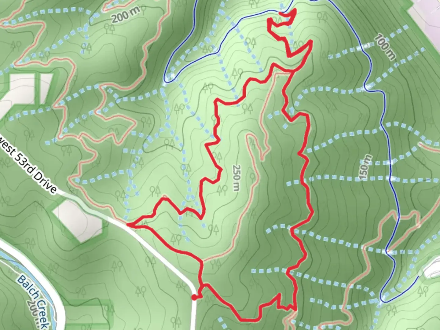 An image depicting the trail Wildwood Loop Trail and its surrounding area.