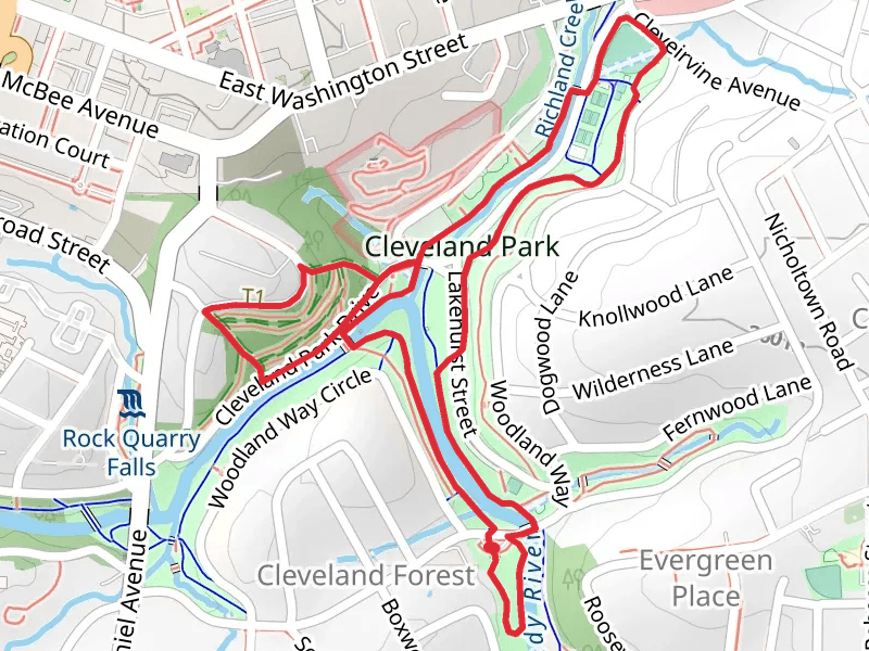 Cleveland Park Loop via Troop 19 Trail and Swamp Rabbit Trail