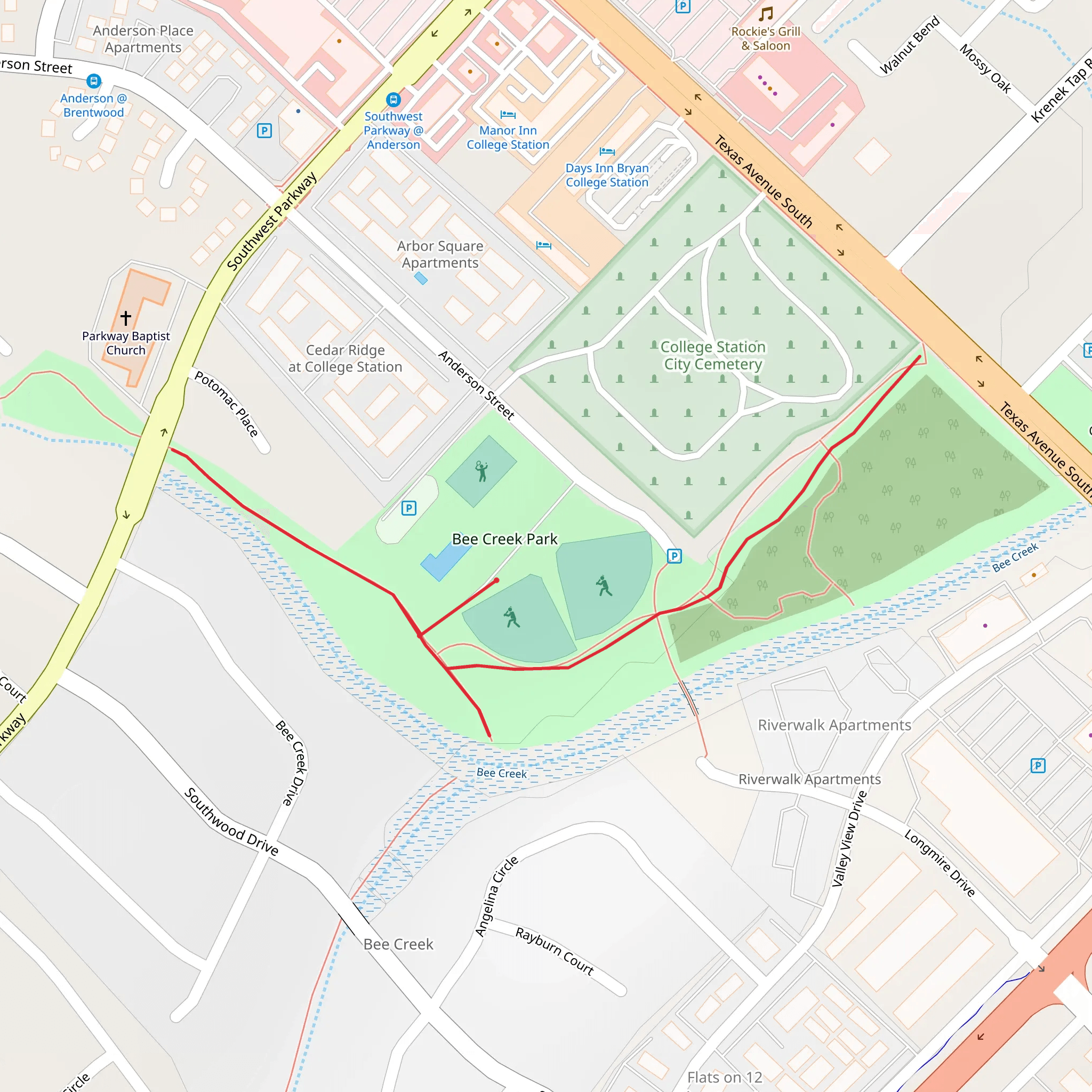 Bee Creek Park Walk mobile static map