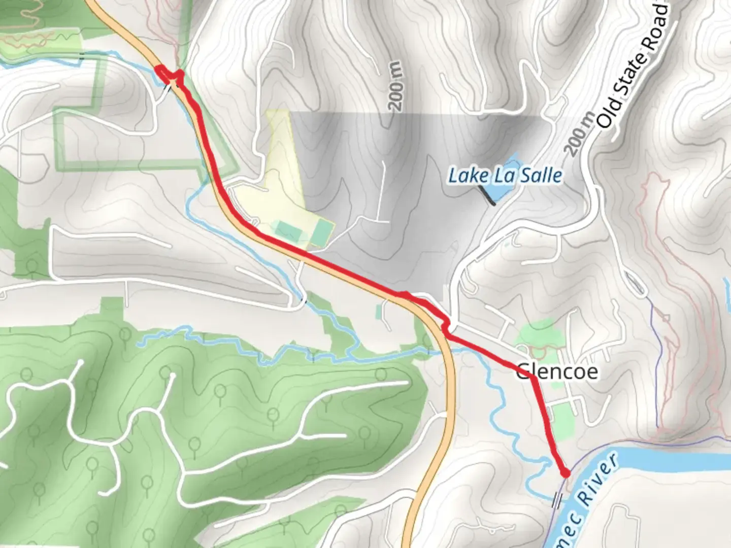 An image depicting the trail Meramec River Walk and its surrounding area.